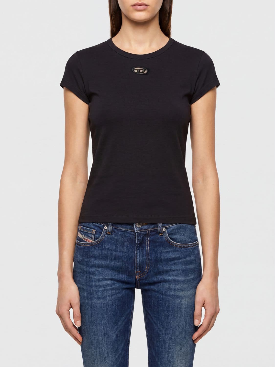 Diesel Slim Fit Cotton T-shirt with Oval D Logo