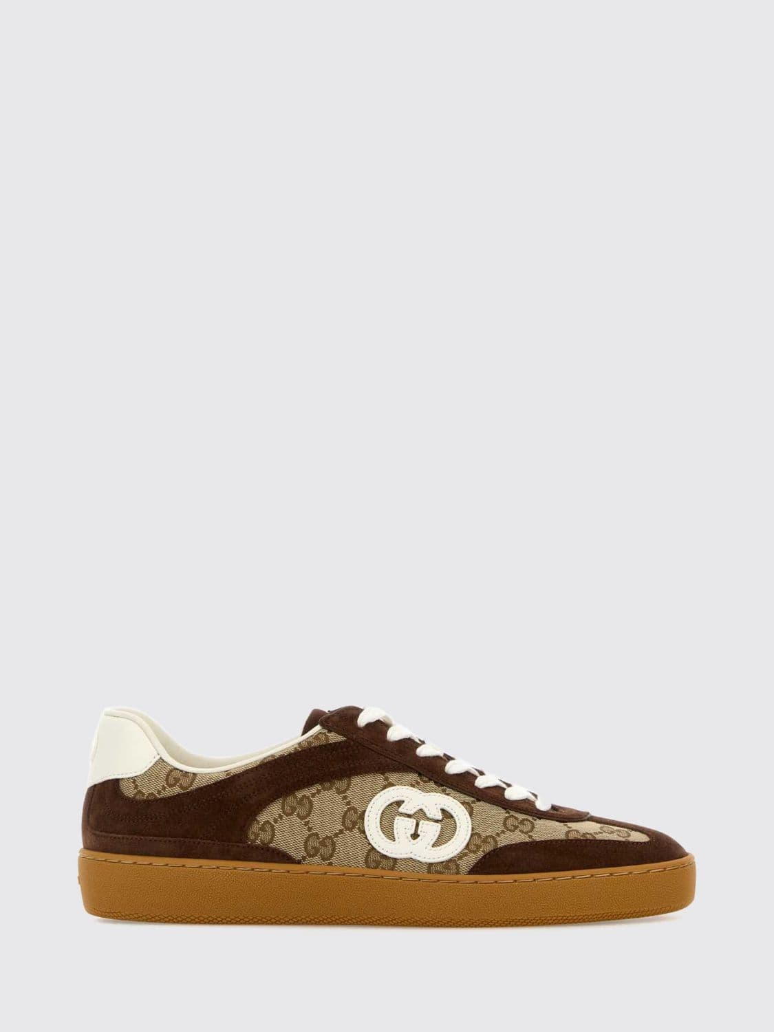 Gucci G75 GG Monogram Jacquard Fabric and Suede Leather Sneakers