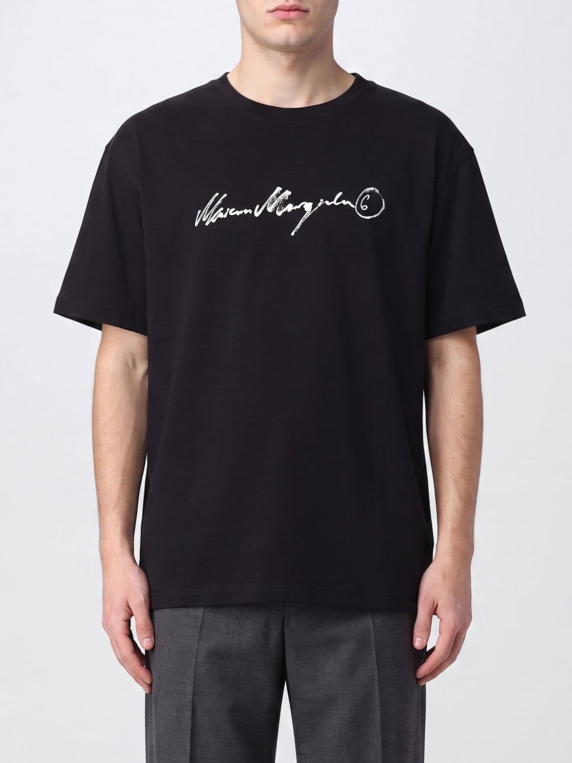 Mm6 Maison Margiela Cotton T-shirt with Slogan Print and Dropped Shoulders