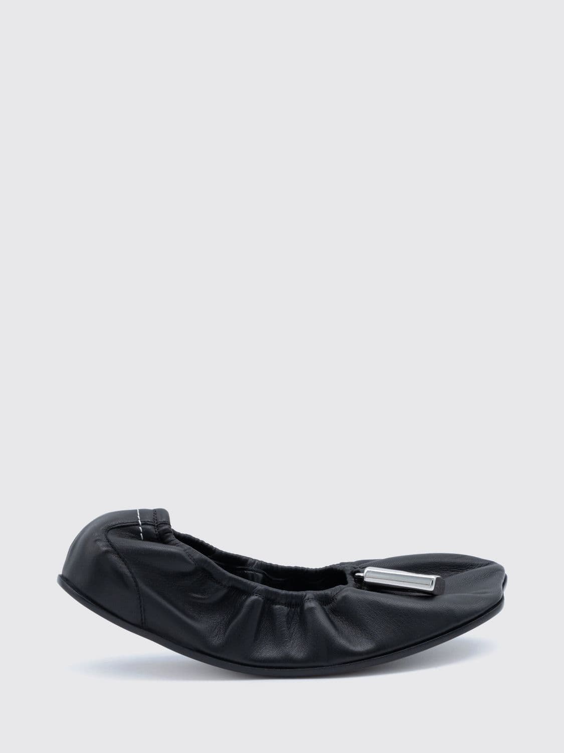 Mm6 Maison Margiela Anatomic Tabi Leather Ballet Flats with Asymmetric Toe