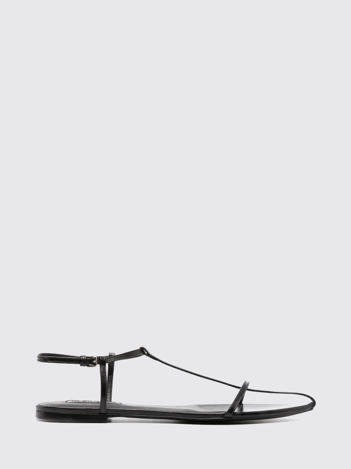 Jil Sander Cage Ankle-Strap Calfskin Leather Heeled Sandals