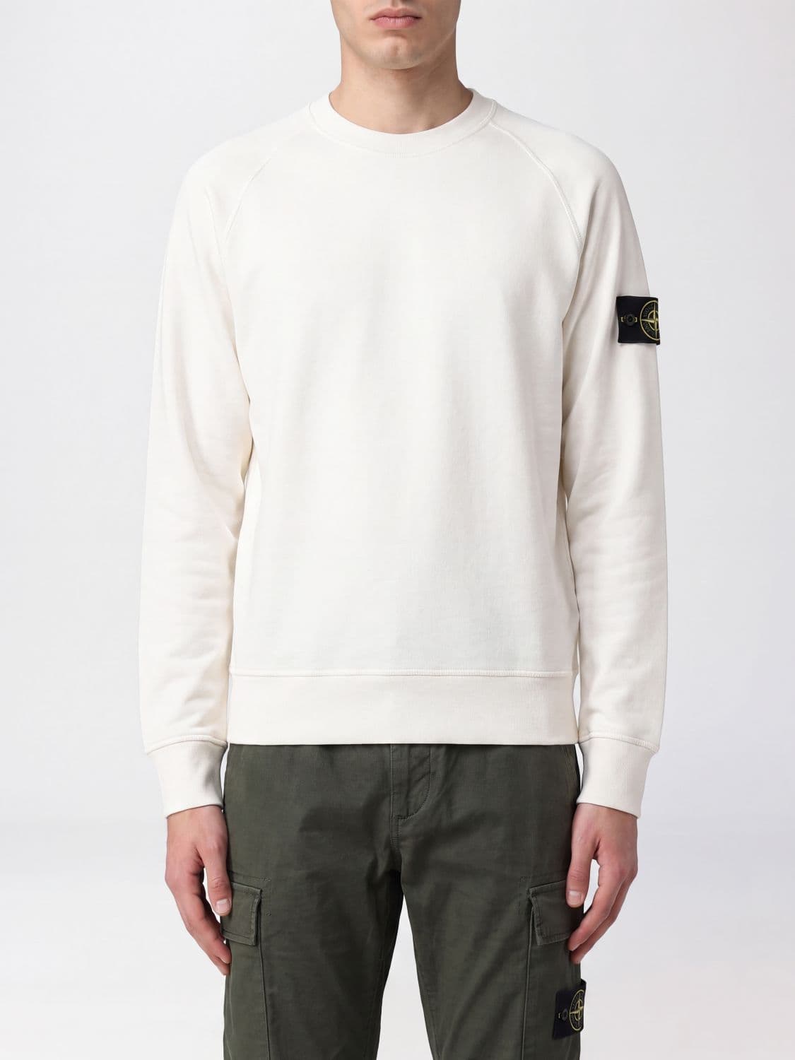 Stone Island Compass Logo Cotton Crewneck Sweatshirt