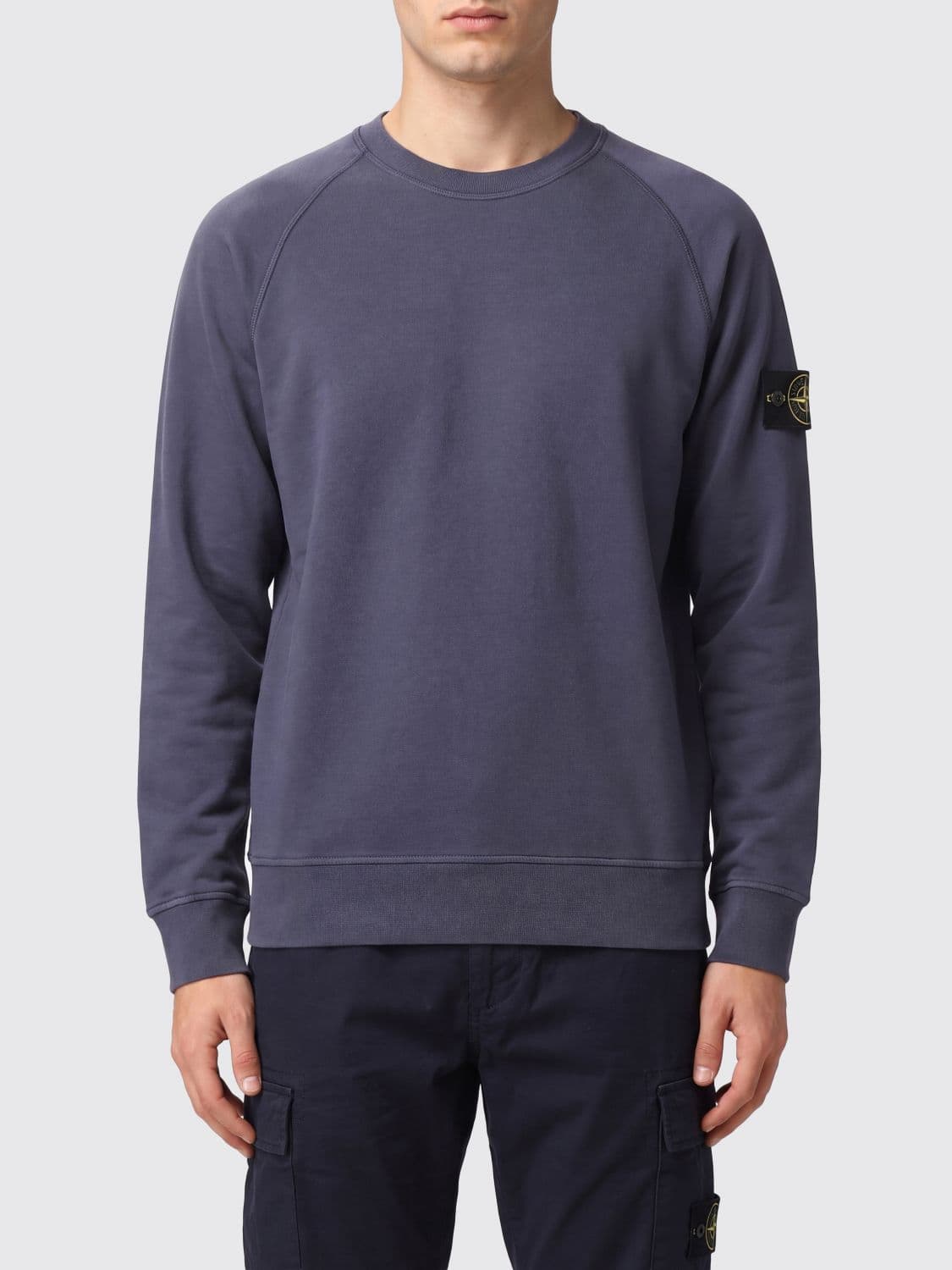 Stone Island Compass Logo Cotton Crewneck Sweatshirt