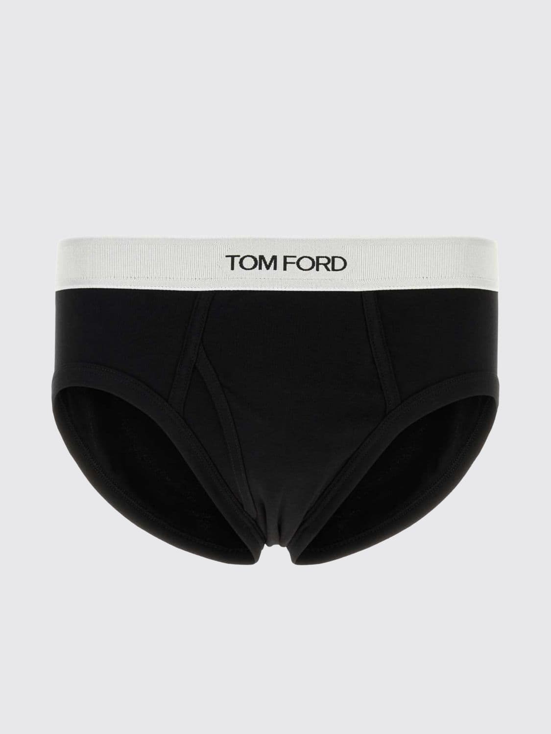 Tom Ford Stretch Cotton Briefs with Logo Waistband