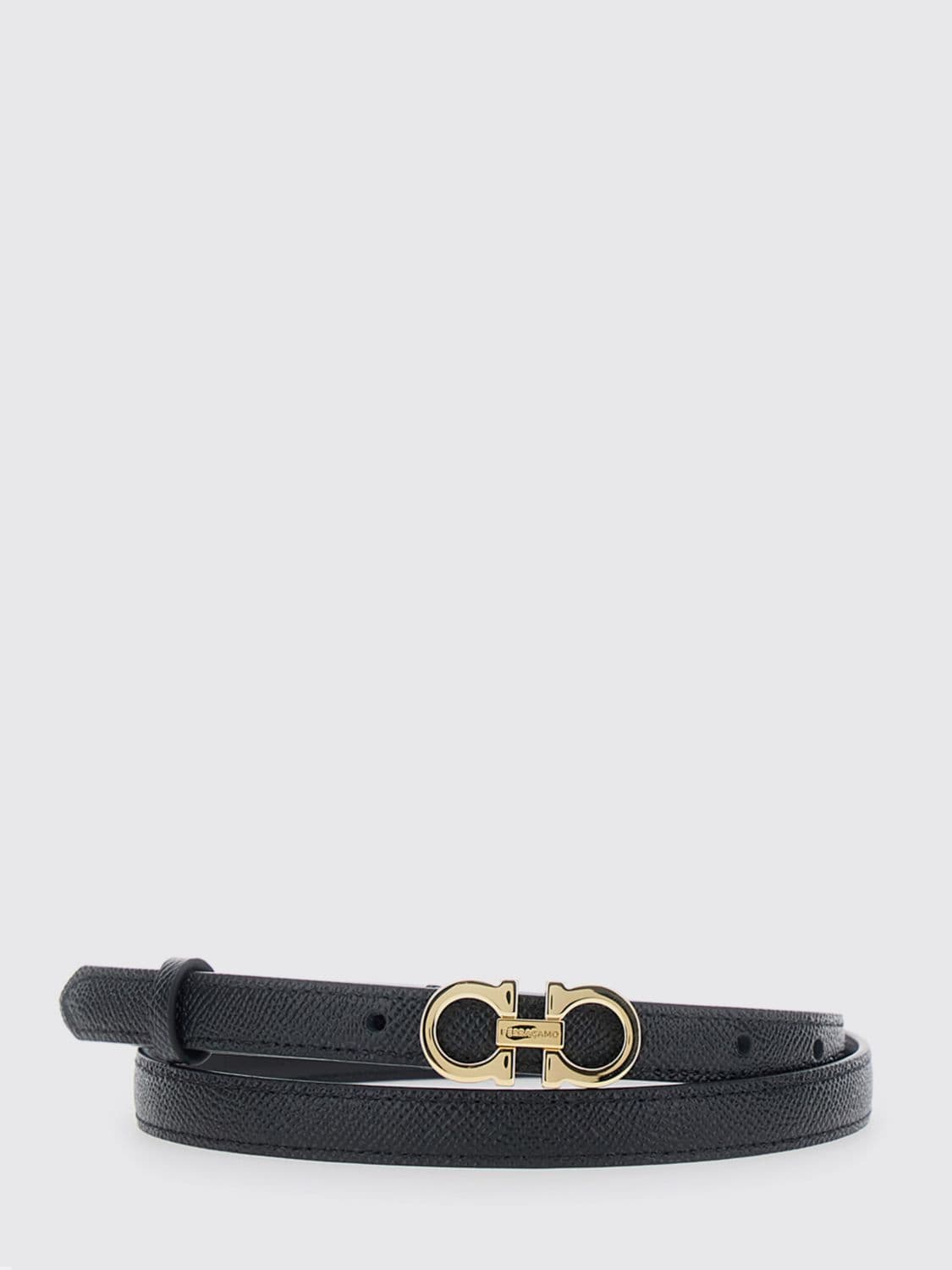 Ferragamo Gancini Adjustable Grained Calfskin Leather Belt