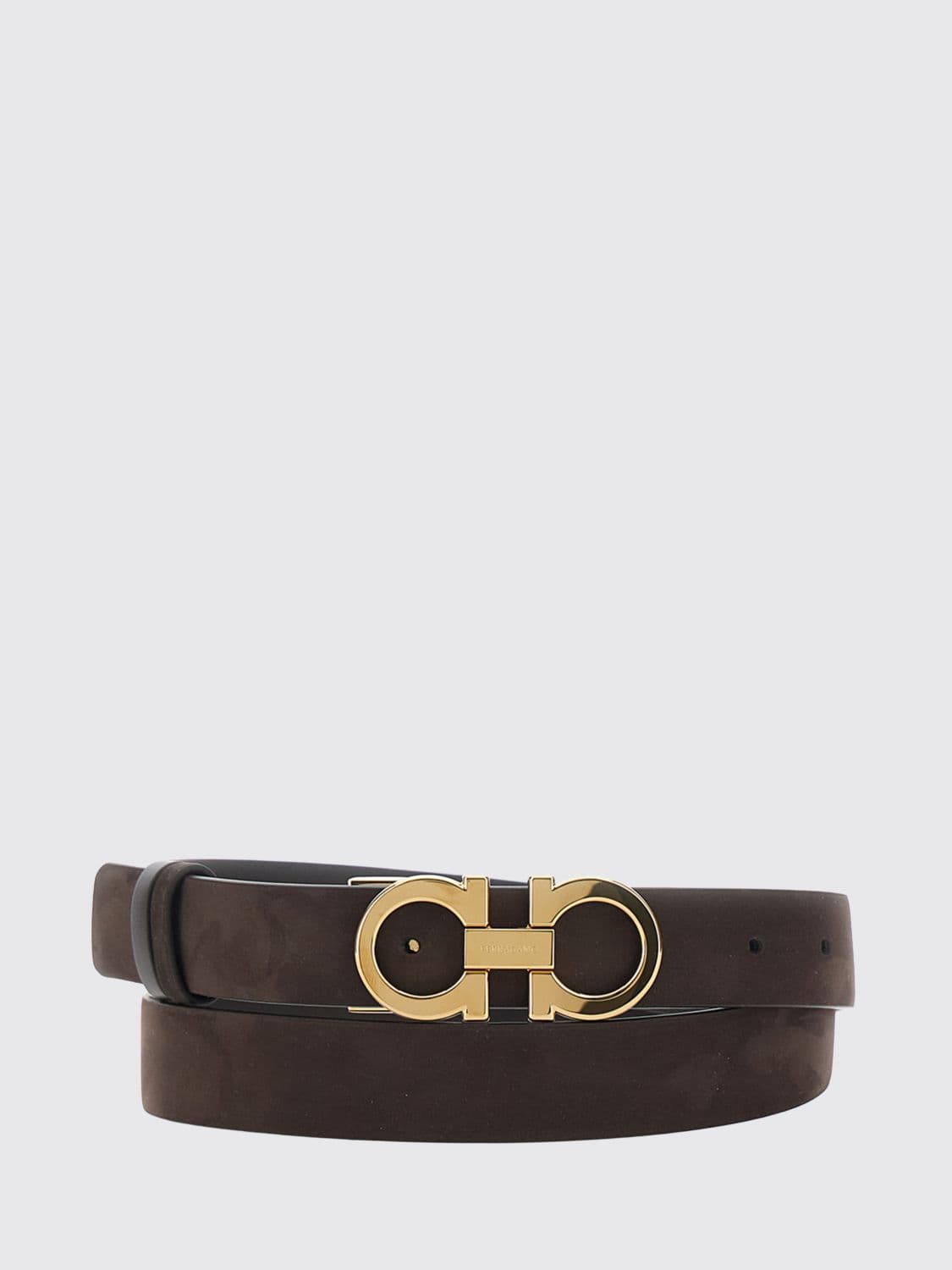 Ferragamo Gancini Leather Belt with Metal Buckle