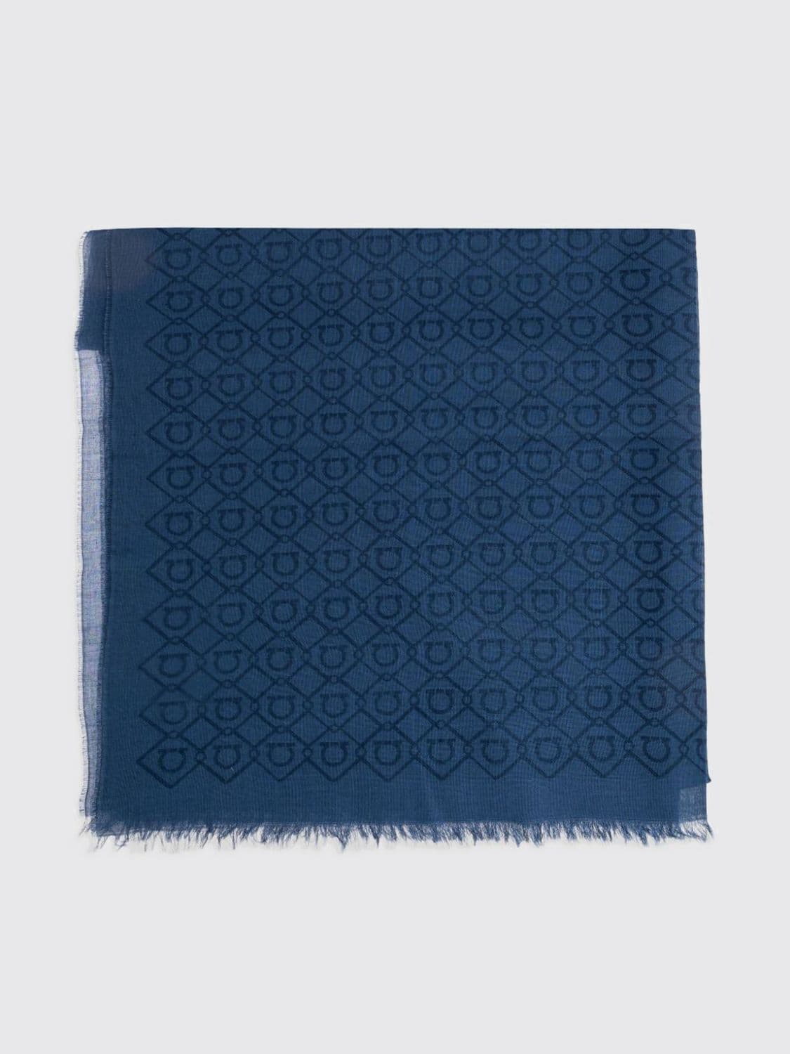 Ferragamo Cotton Scarf with Gancini Logo and Fringed Hem · OS