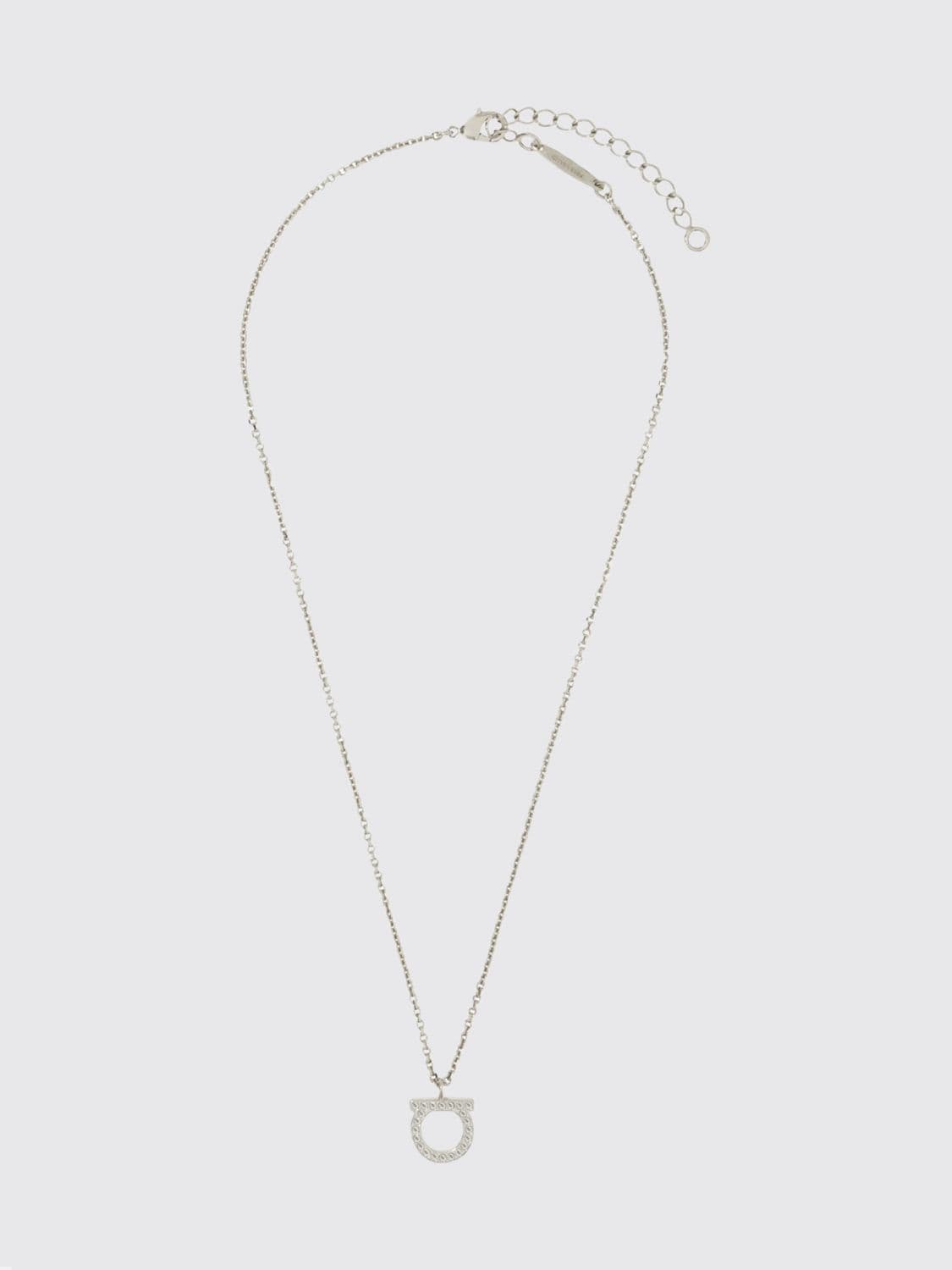 Ferragamo Silver-Toned Brass Necklace with Glass Details · OS