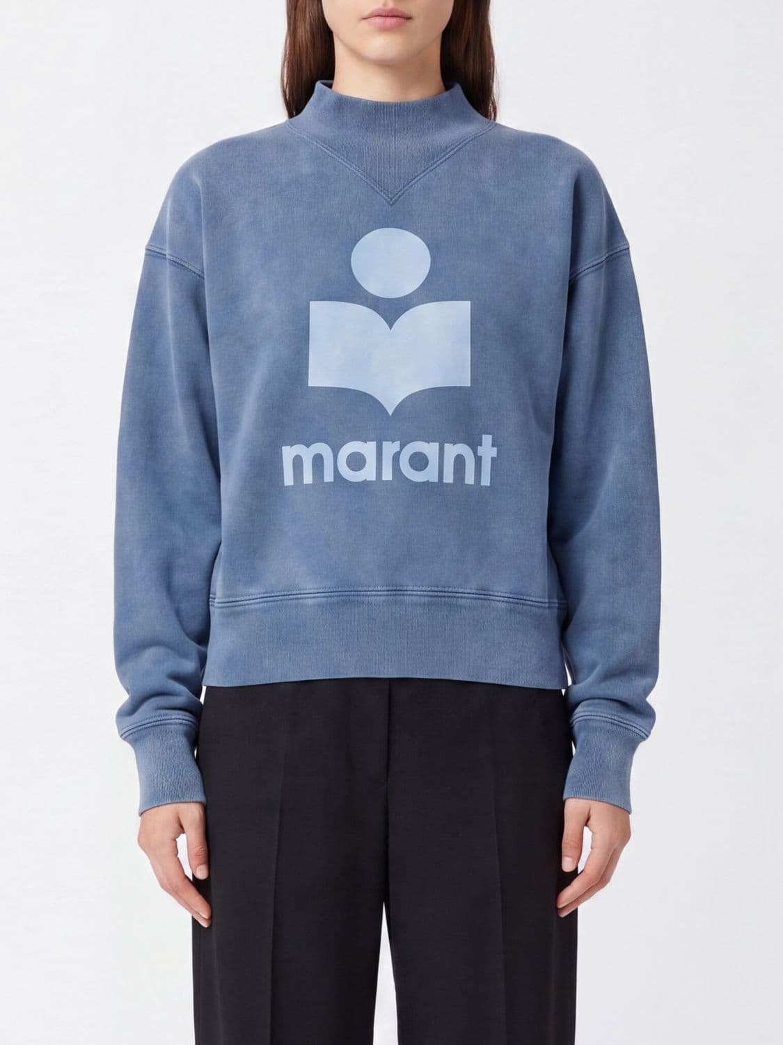Isabel Marant Etoile Oversized Cotton Logo Sweatshirt with Funnel Neck