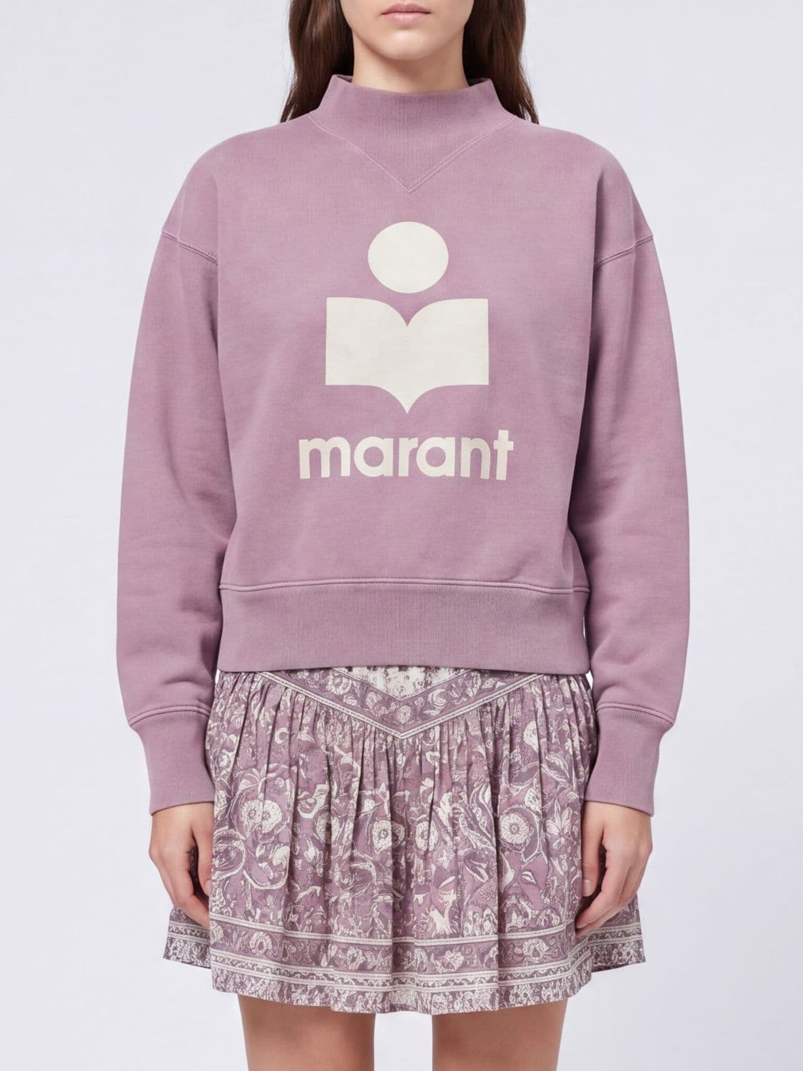 Isabel Marant Etoile Oversized Cotton Logo Sweatshirt with Funnel Neck