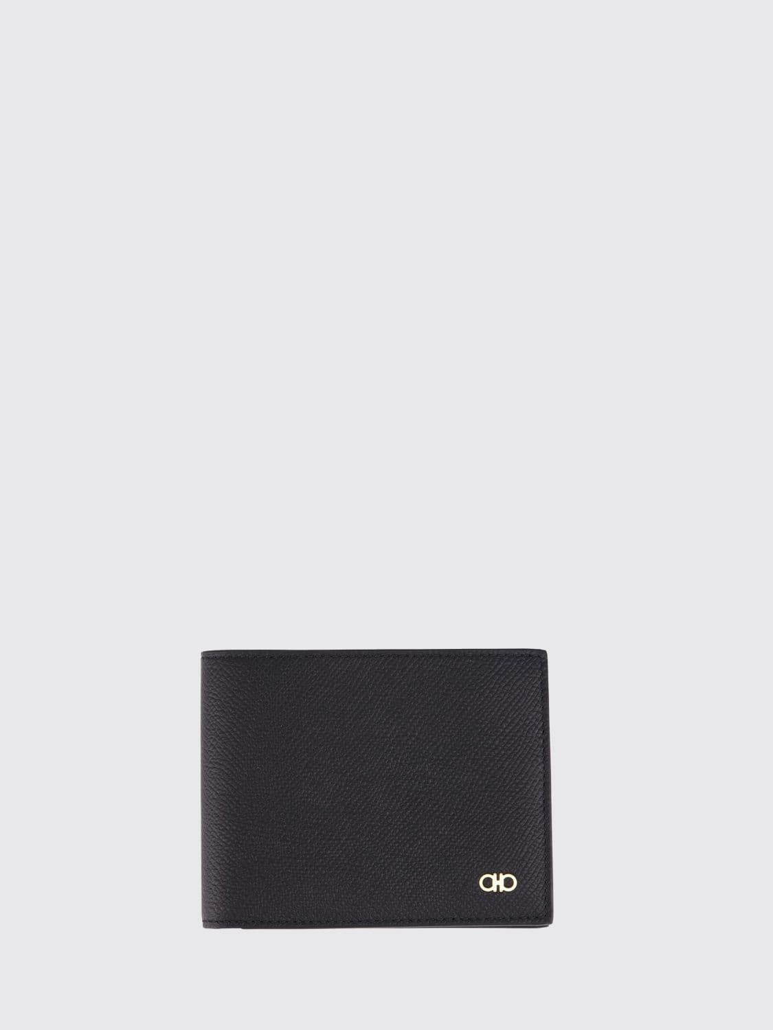 Ferragamo Gancini Bifold Wallet in Hammered Calfskin Leather