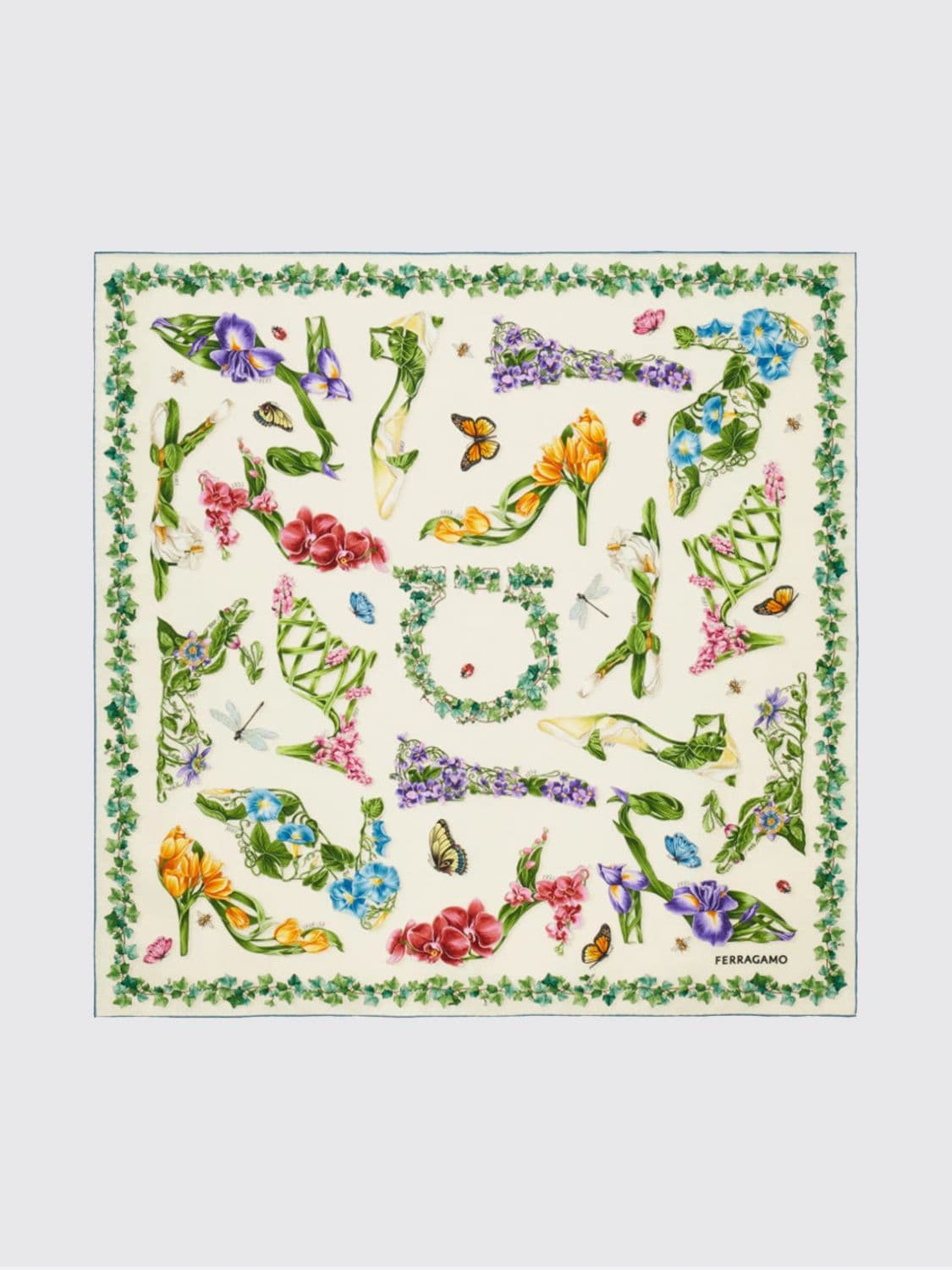 Ferragamo Eden Floral Print Silk Square Scarf