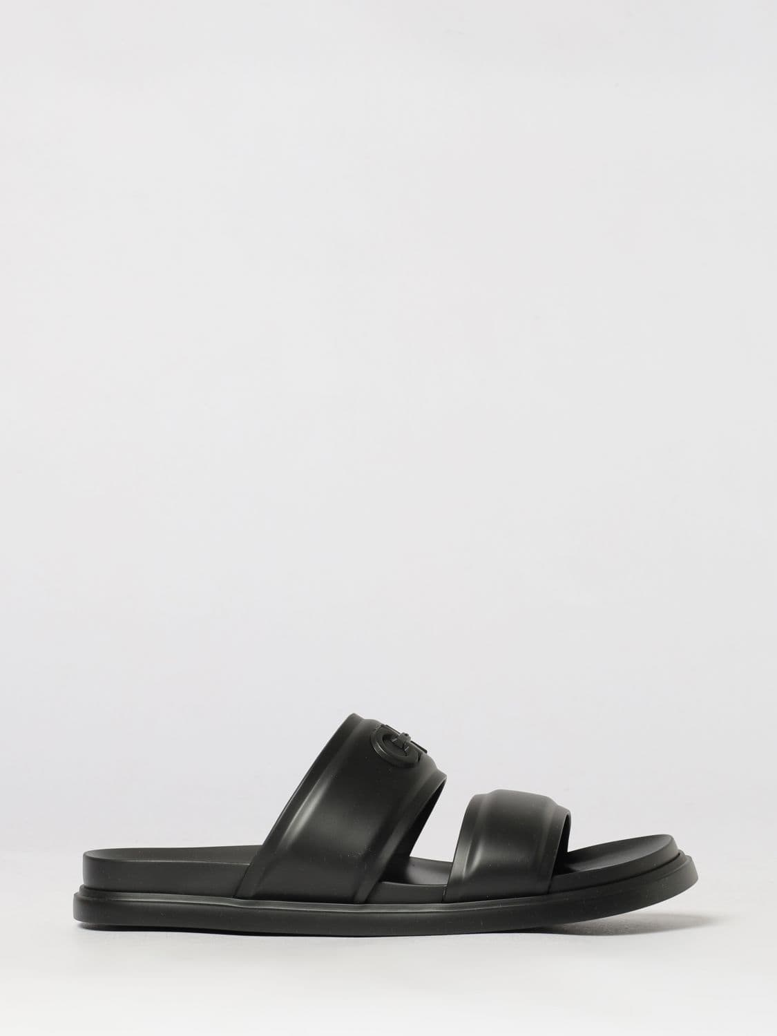 Ferragamo Embossed Gancini Logo Rubber Flat Sandals