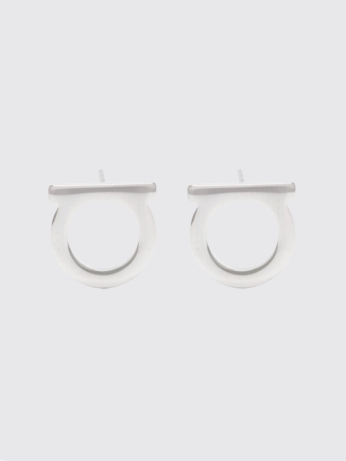 Ferragamo Silver-Toned Brass Logo Design Earrings · OS