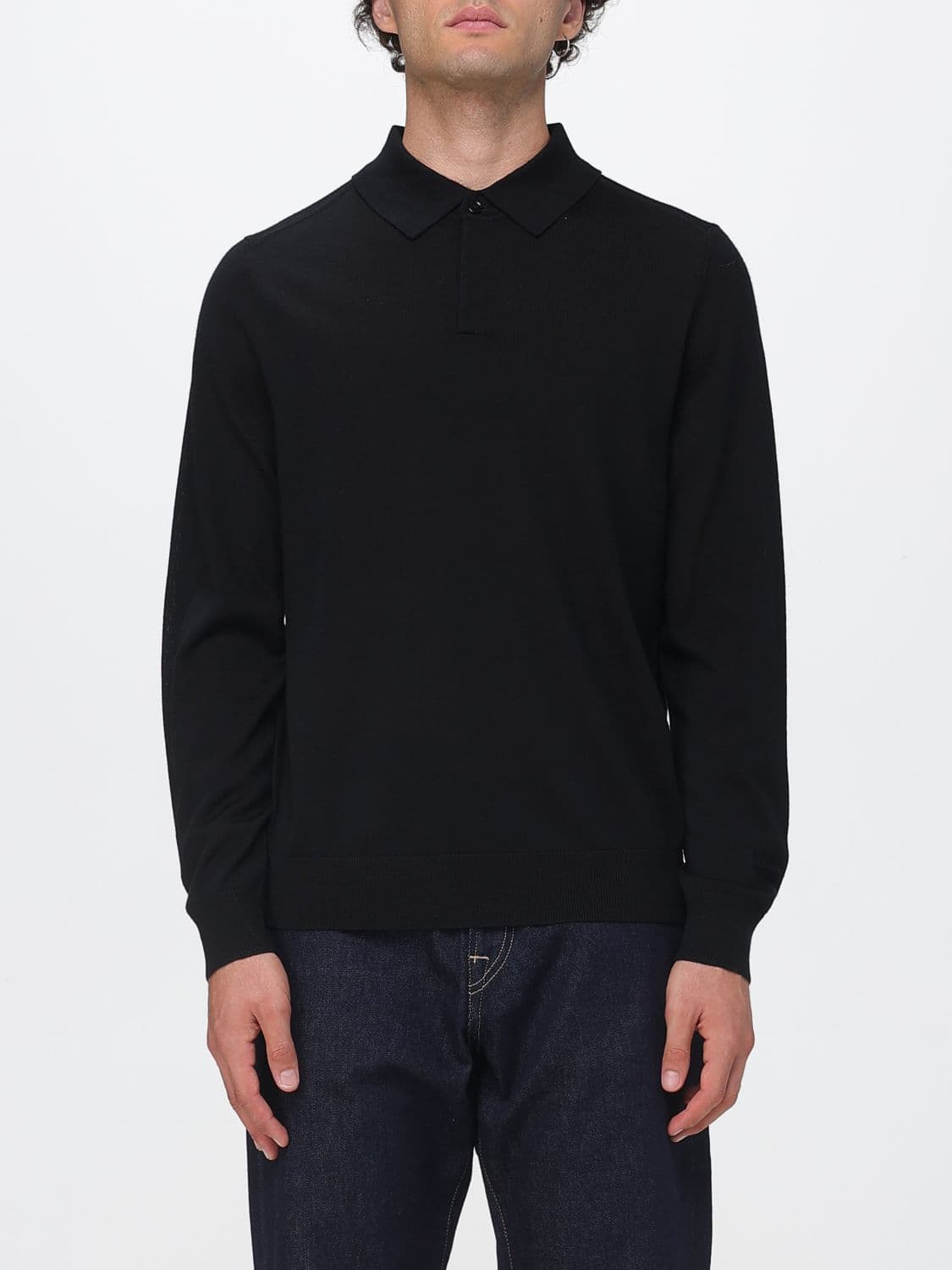Paul Smith Long-Sleeved Slim Fit Merino Wool Knit Polo Shirt