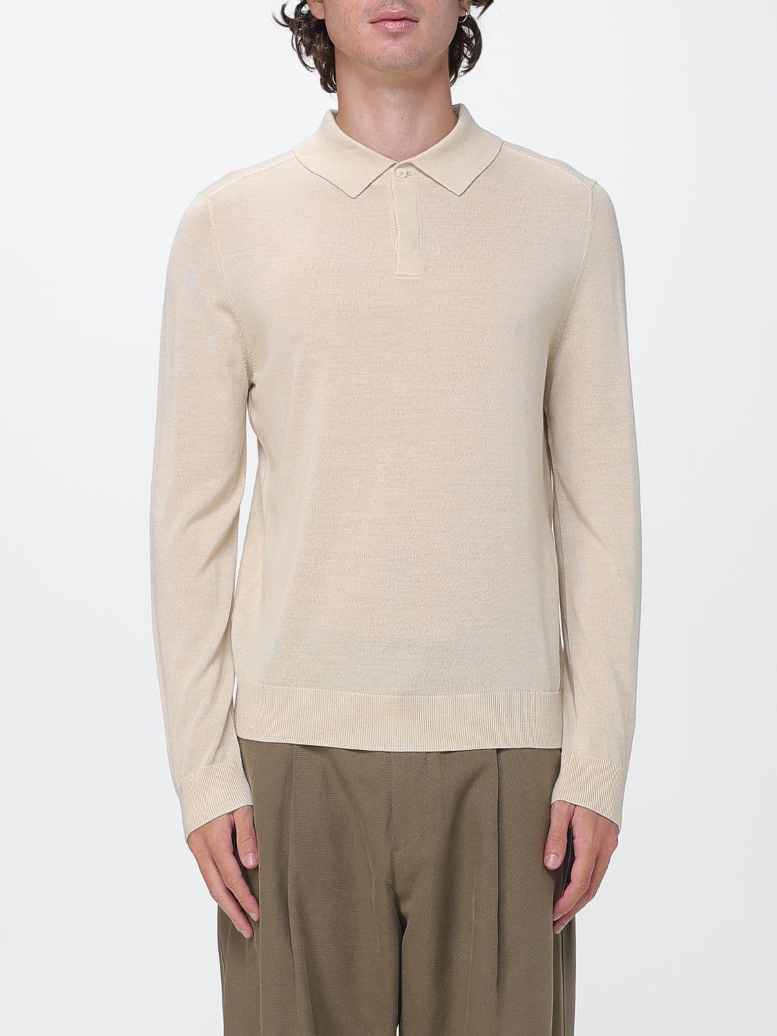 Paul Smith Long-Sleeved Slim Fit Merino Wool Knit Polo Shirt