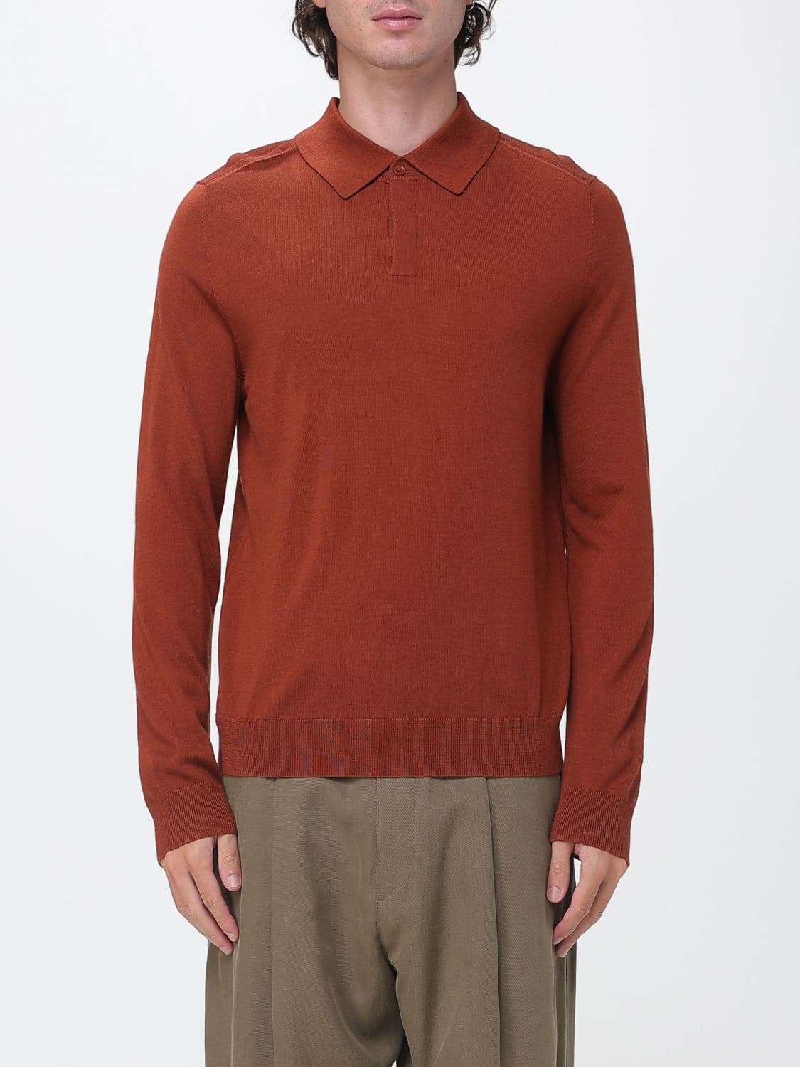 Paul Smith Long-Sleeved Slim Fit Merino Wool Knit Polo Shirt