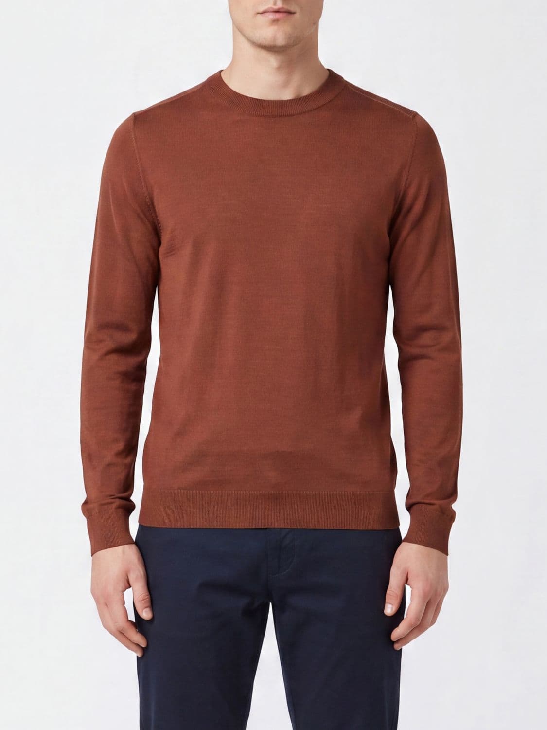 Paul Smith Crewneck Jumper in Pure Merino Wool with Ribbed Trims