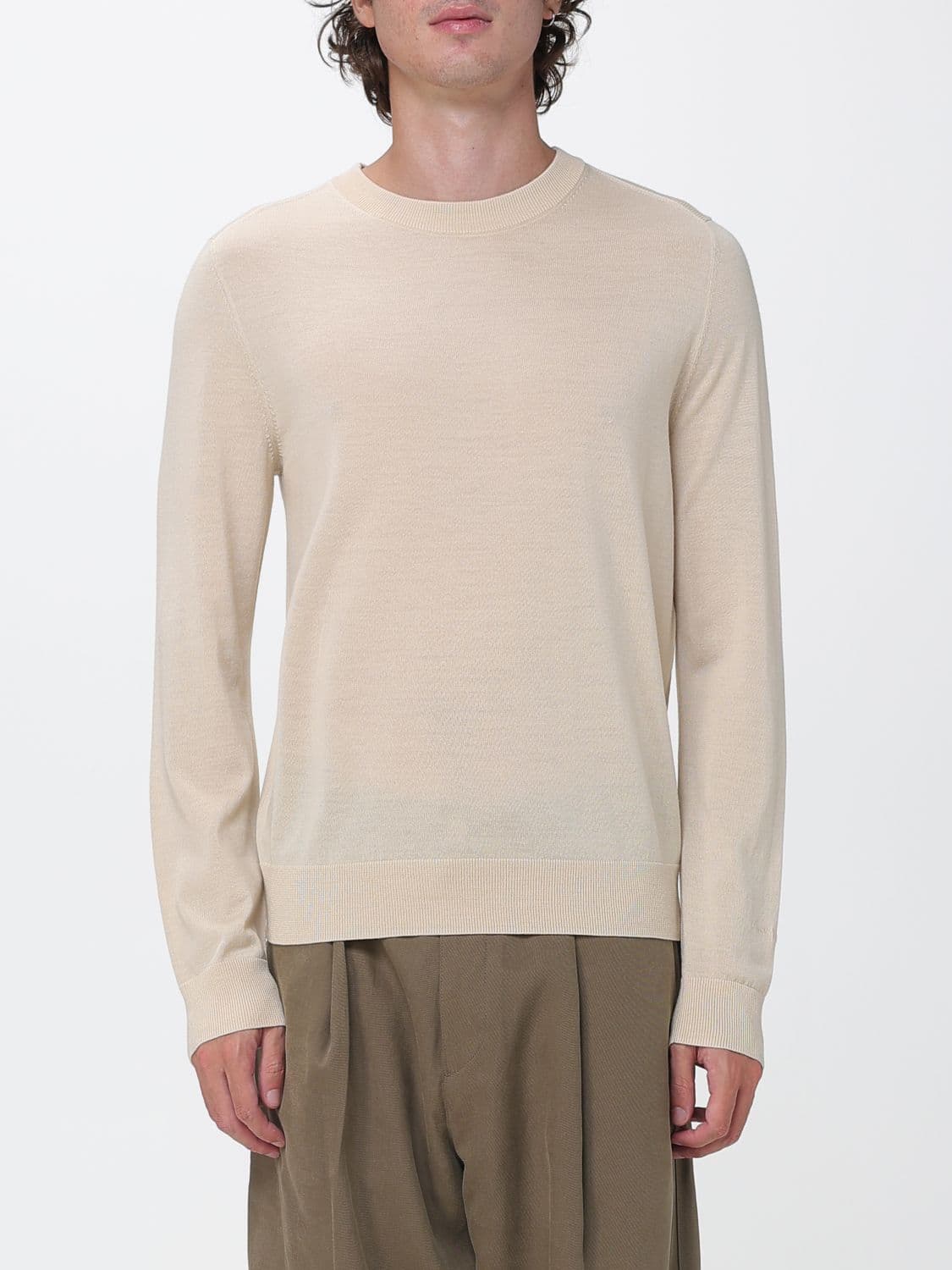 Paul Smith Crewneck Jumper in Pure Merino Wool with Ribbed Trims