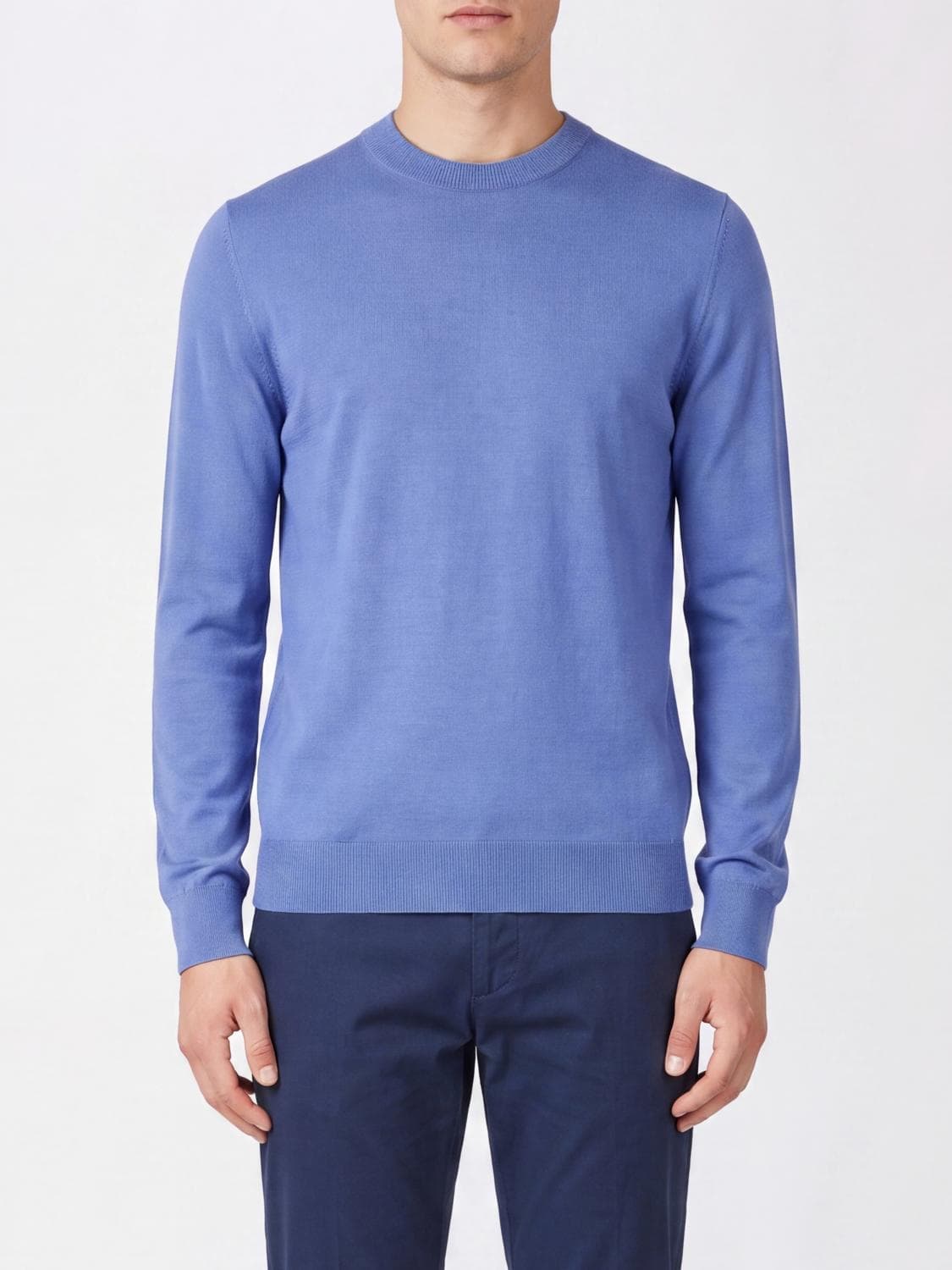 Paul Smith Crewneck Jumper in Pure Merino Wool with Ribbed Trims