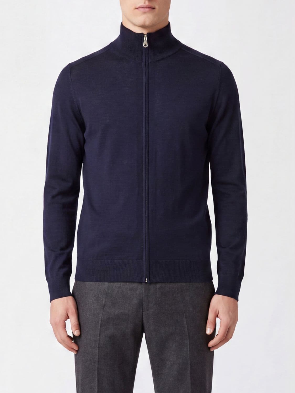 Paul Smith Slim Fit Merino Wool Zip-Up Roll Neck Cardigan