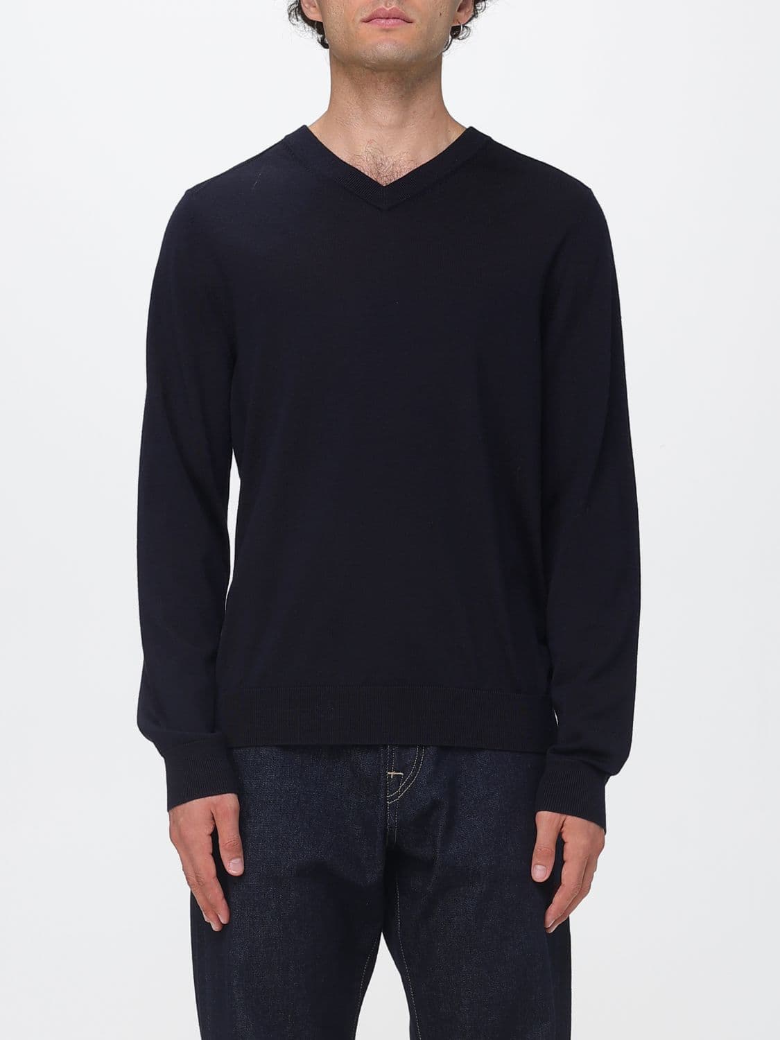 Paul Smith Long-Sleeved V-Neck Jumper in Merino Wool