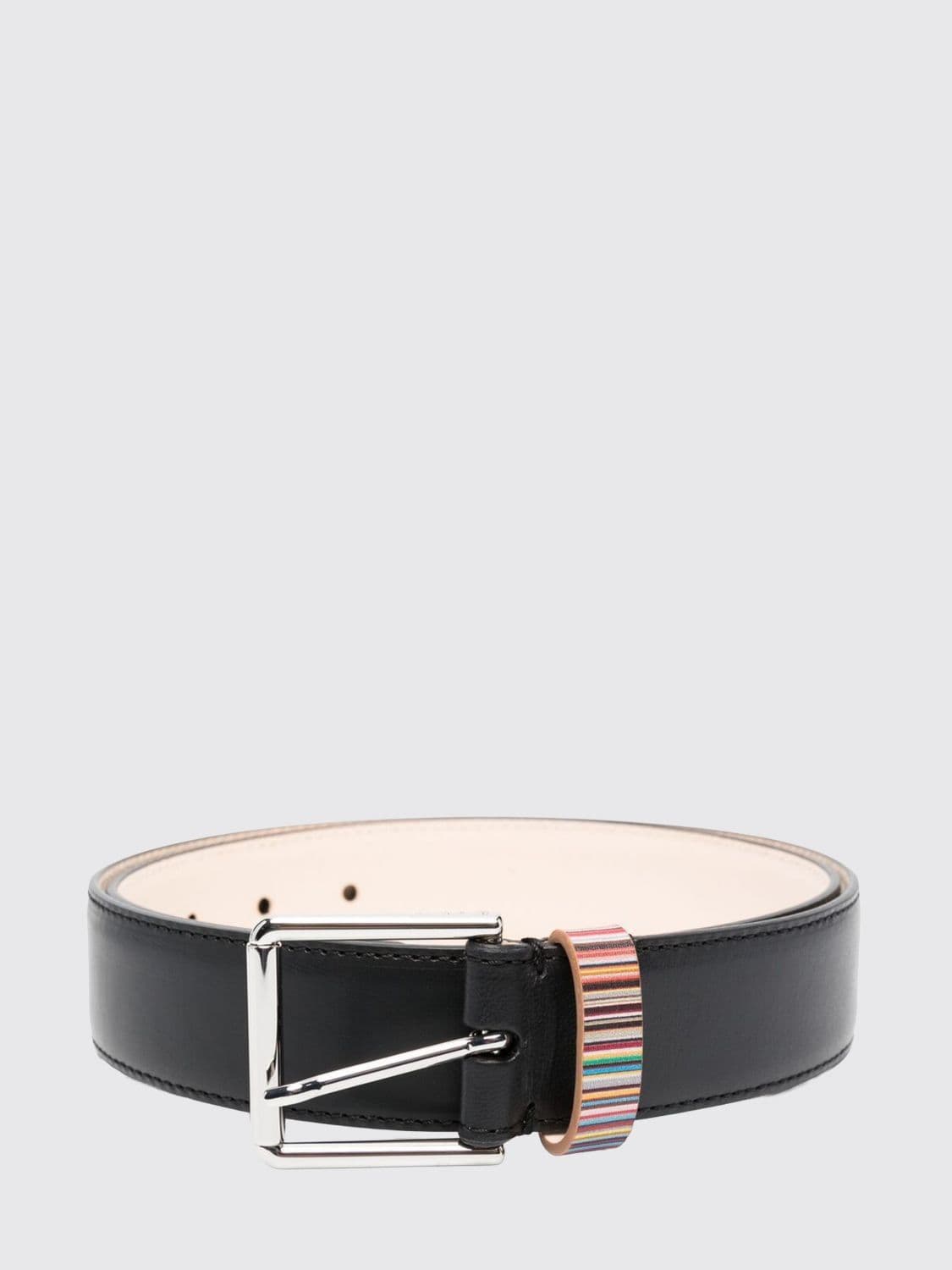 Paul Smith Smooth Calfskin Leather Belt with Signature Stripe Keeper