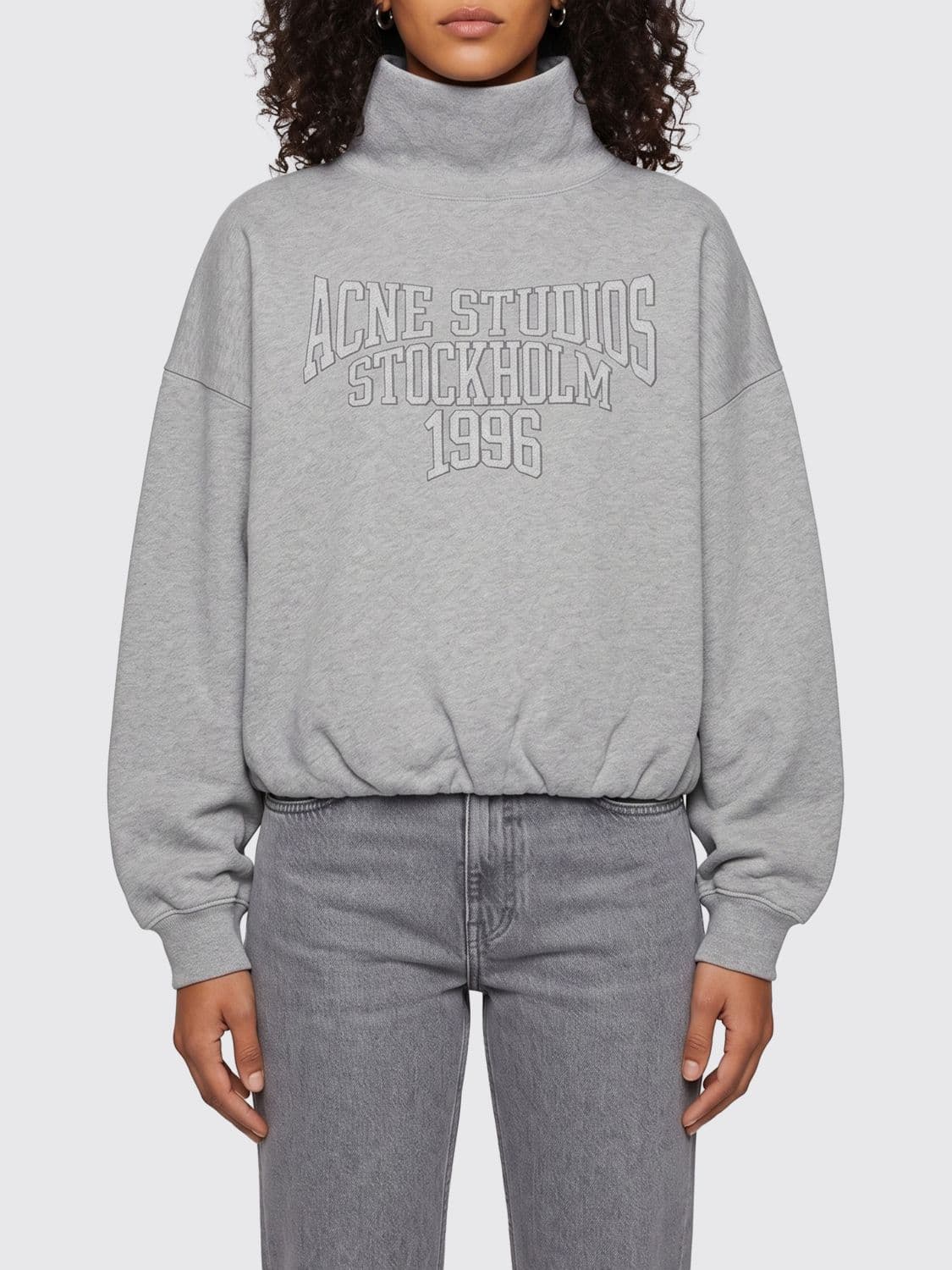 Acne Studios Oversized Cotton Sweatshirt with High Neck and Contrast Logo