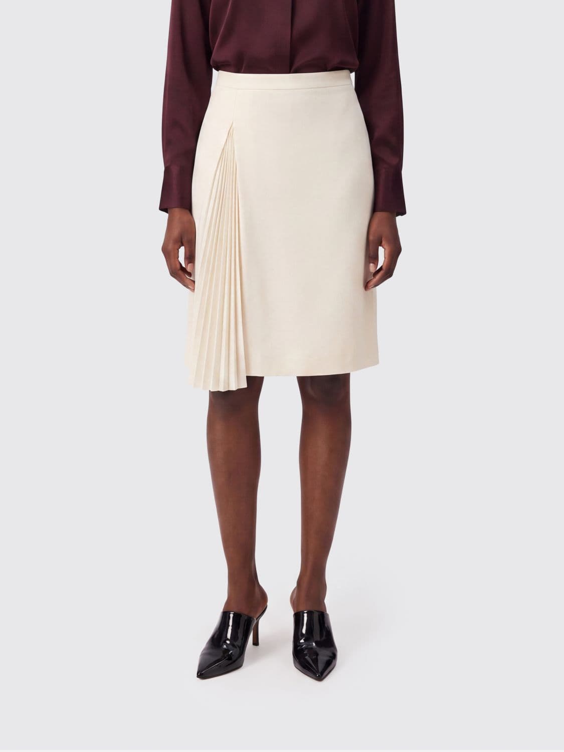 Jil Sander Fiala High-Waisted Pleated Virgin Wool Pencil Mini Skirt