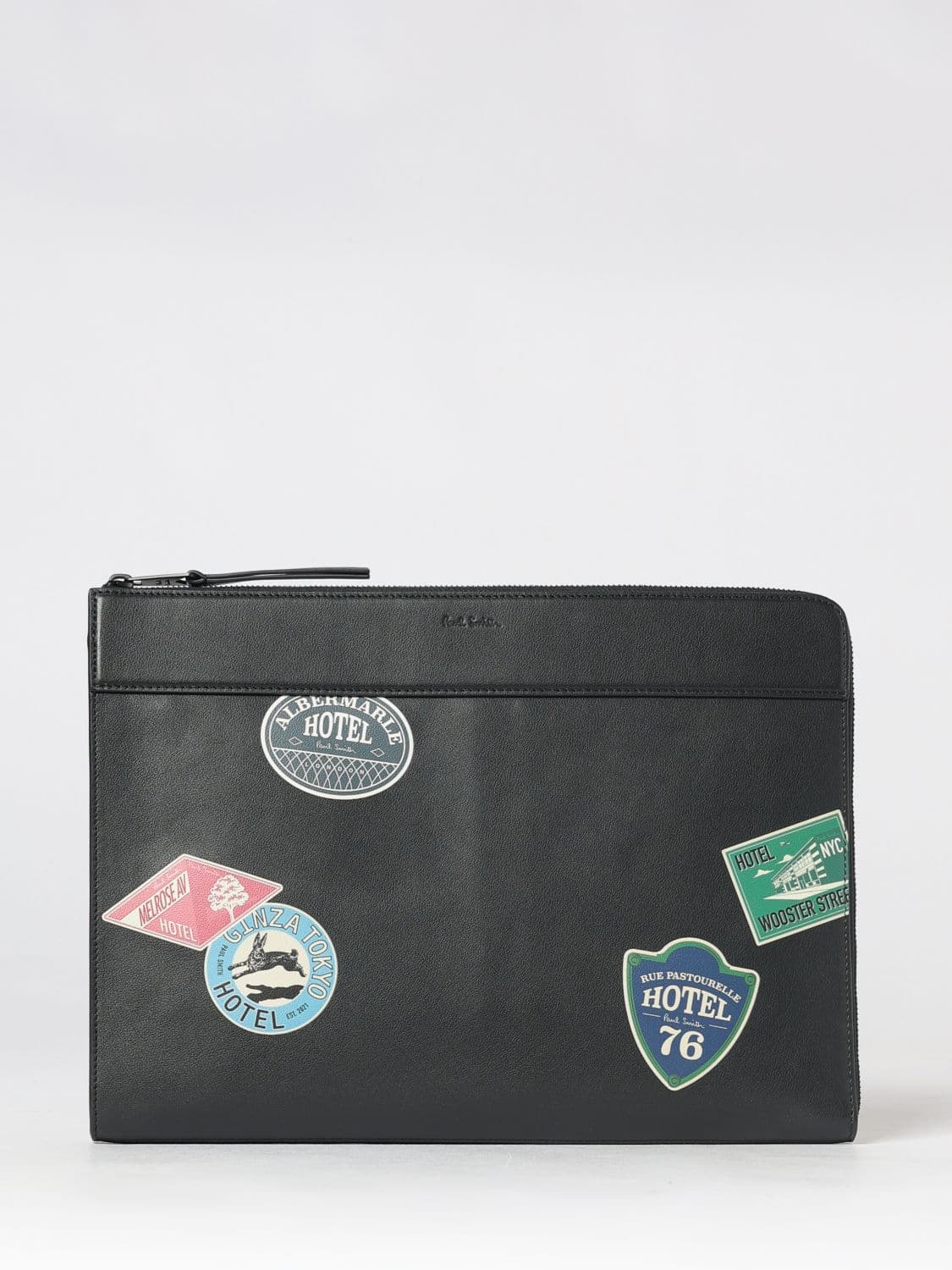 Paul Smith Calf Leather Document Holder with Graphic Print and Zip · OS