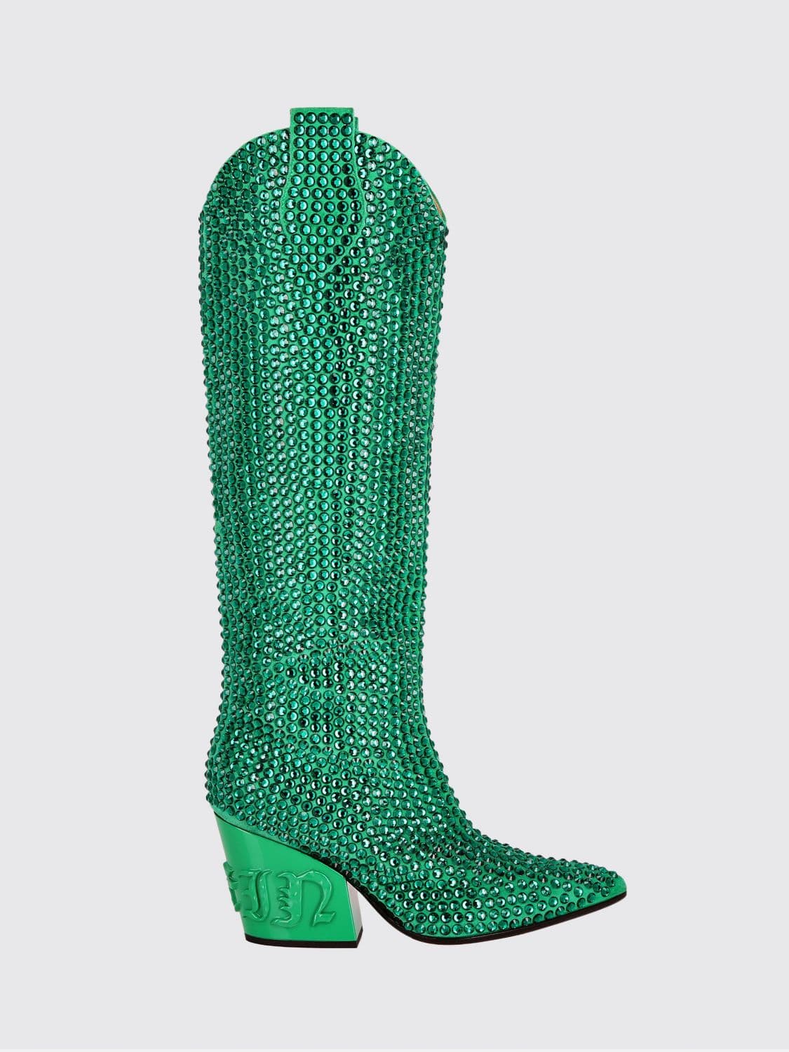 Philipp Plein Suede Knee-High Texan Boots with Embroidery and Swarovski Crystals