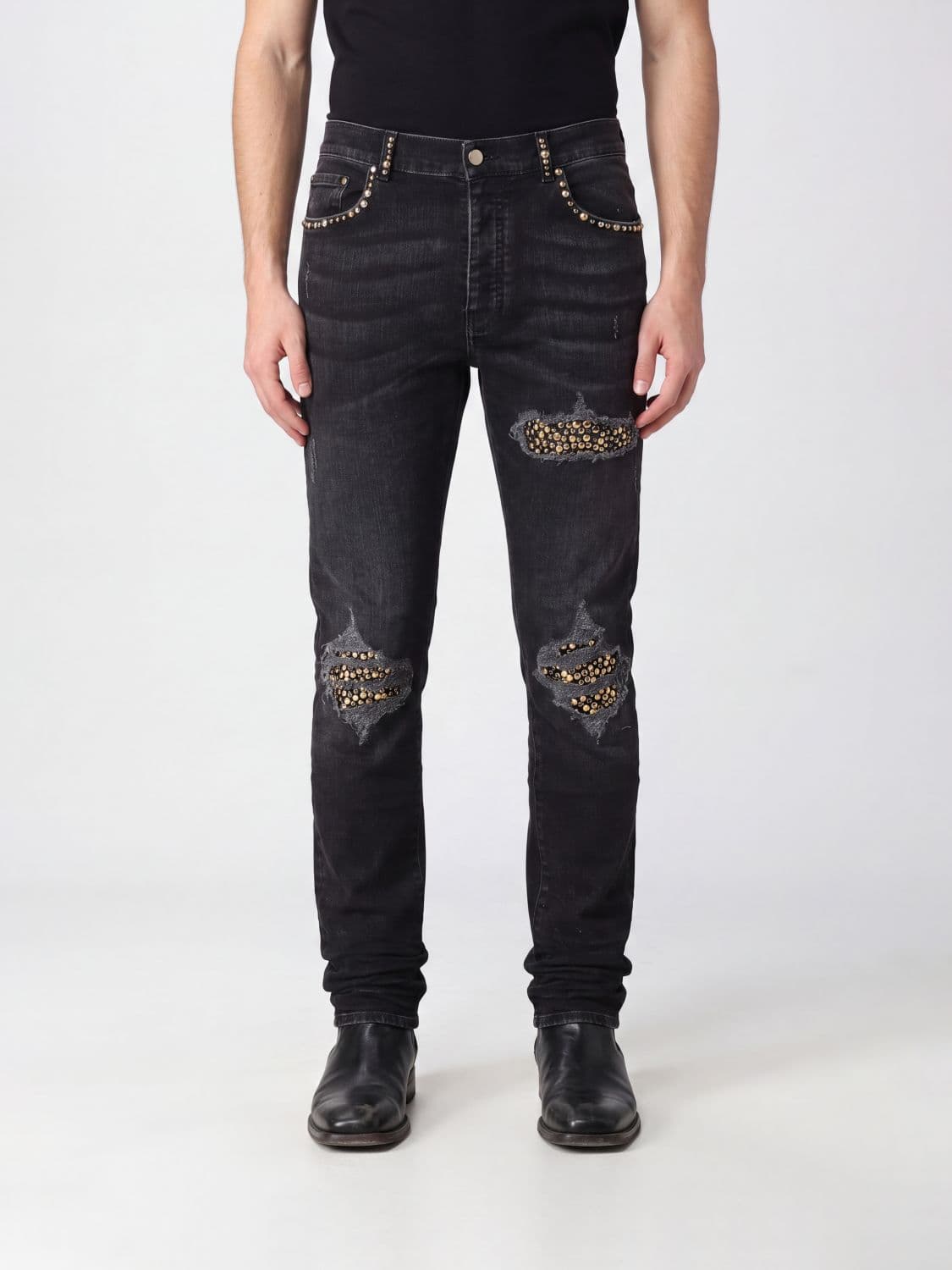 Amiri Skinny Fit Denim Jeans with Embroidery and Studs