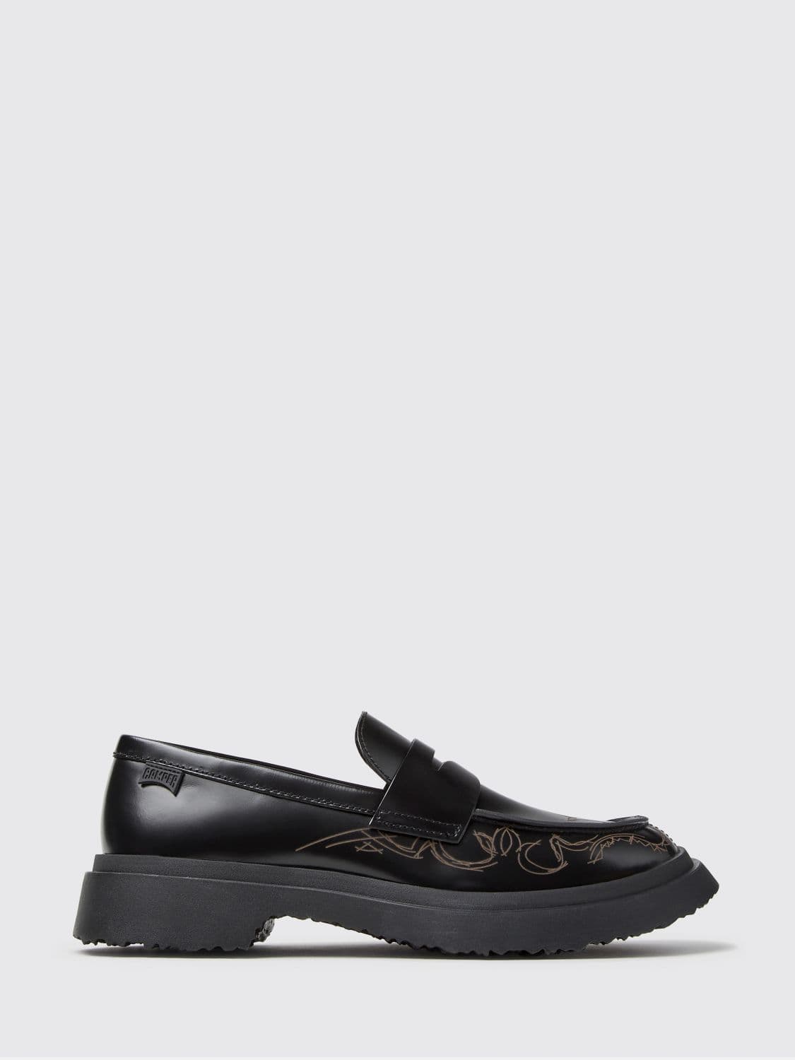 Camper Walden Loafers in Smooth Calfskin with Graphic Print and Chunky Sole