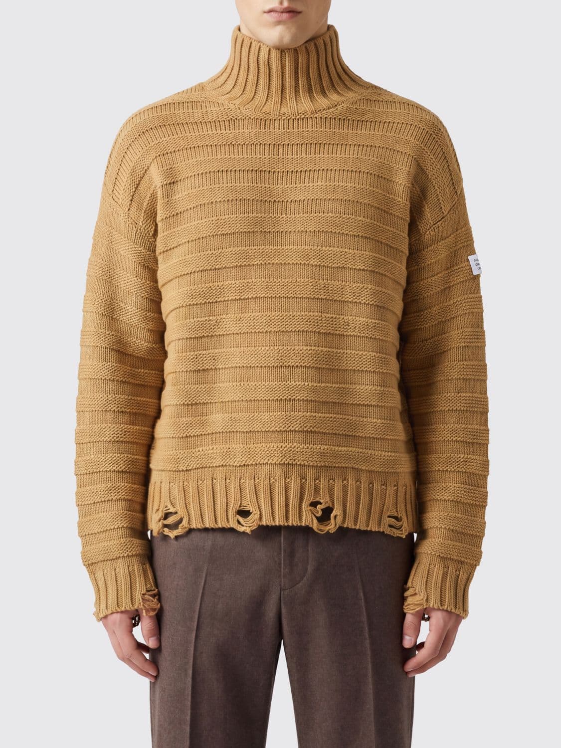 Mm6 Maison Margiela Relaxed Fit Distressed Turtleneck Jumper in Virgin Wool Blend