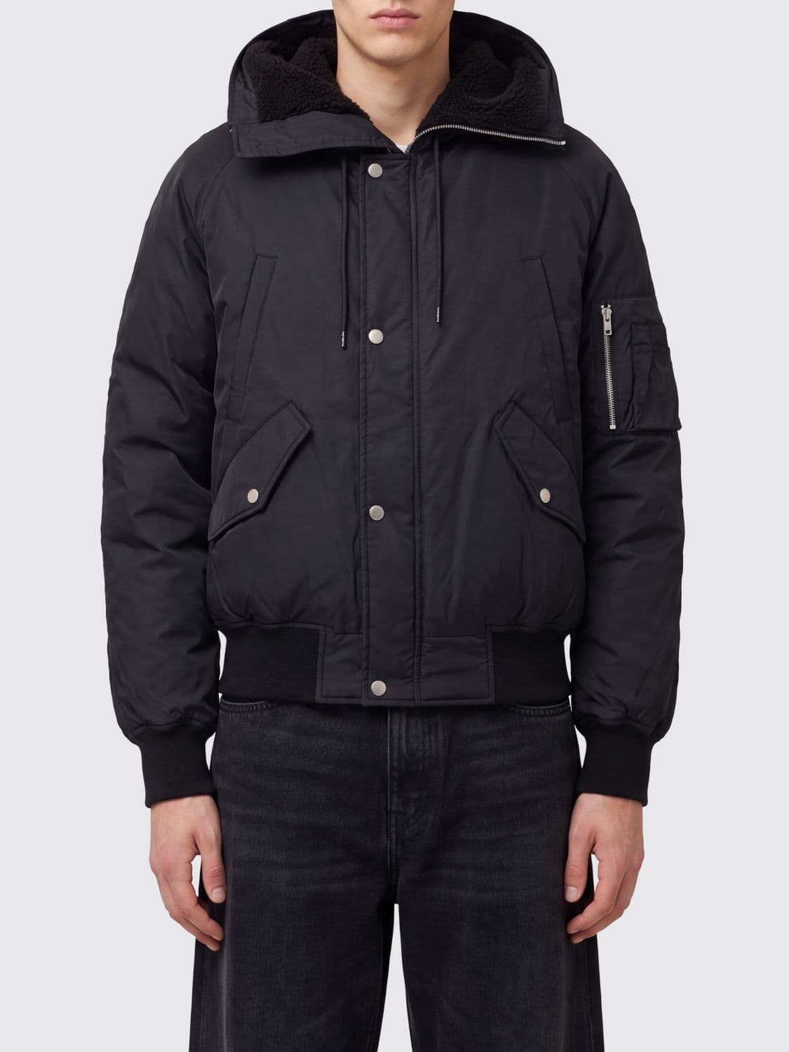 Mm6 Maison Margiela Hooded Padded Nylon Bomber Jacket with Multiple Pockets