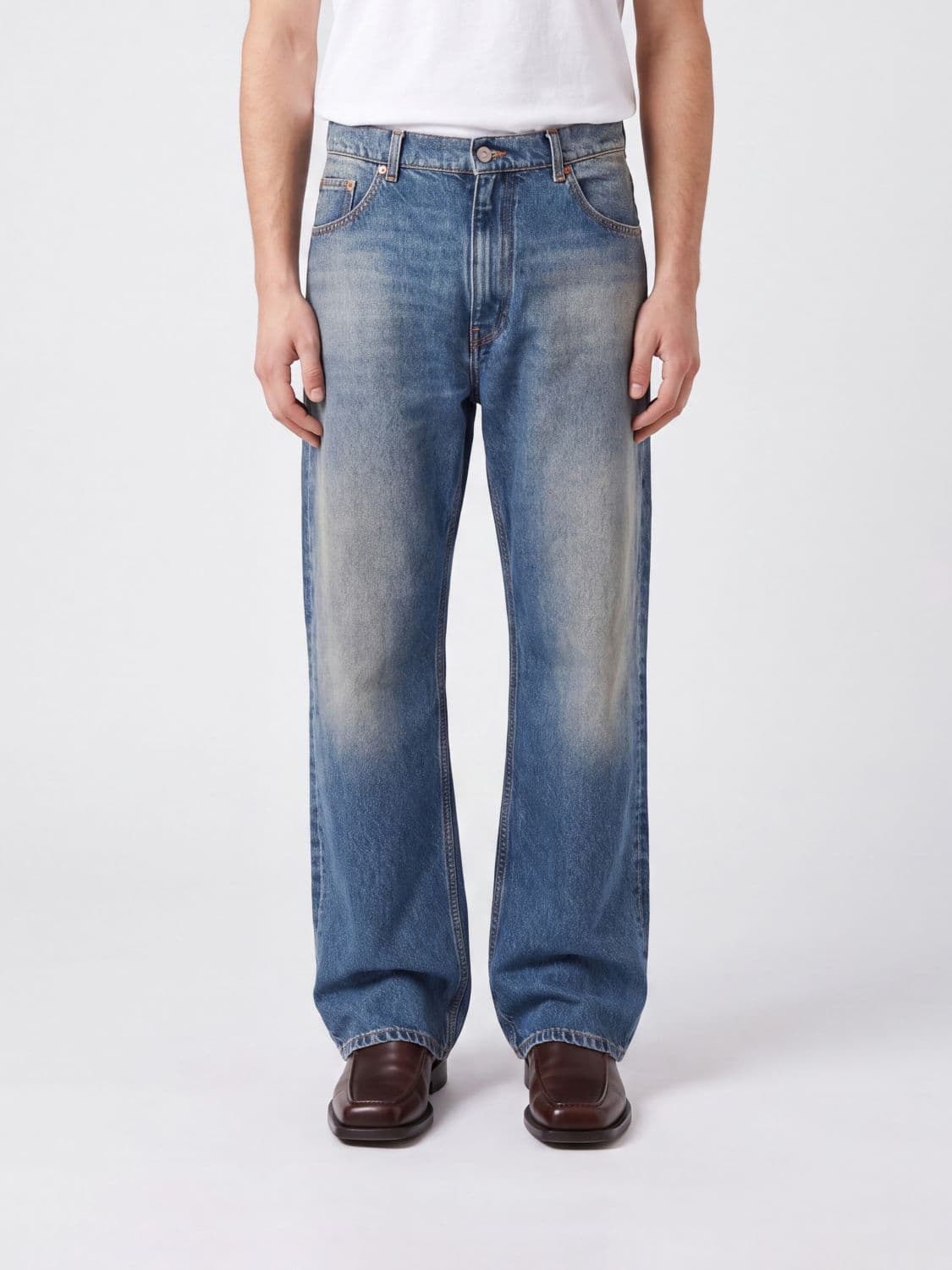 Mm6 Maison Margiela Wide Leg Denim Jeans with Numeric Logo