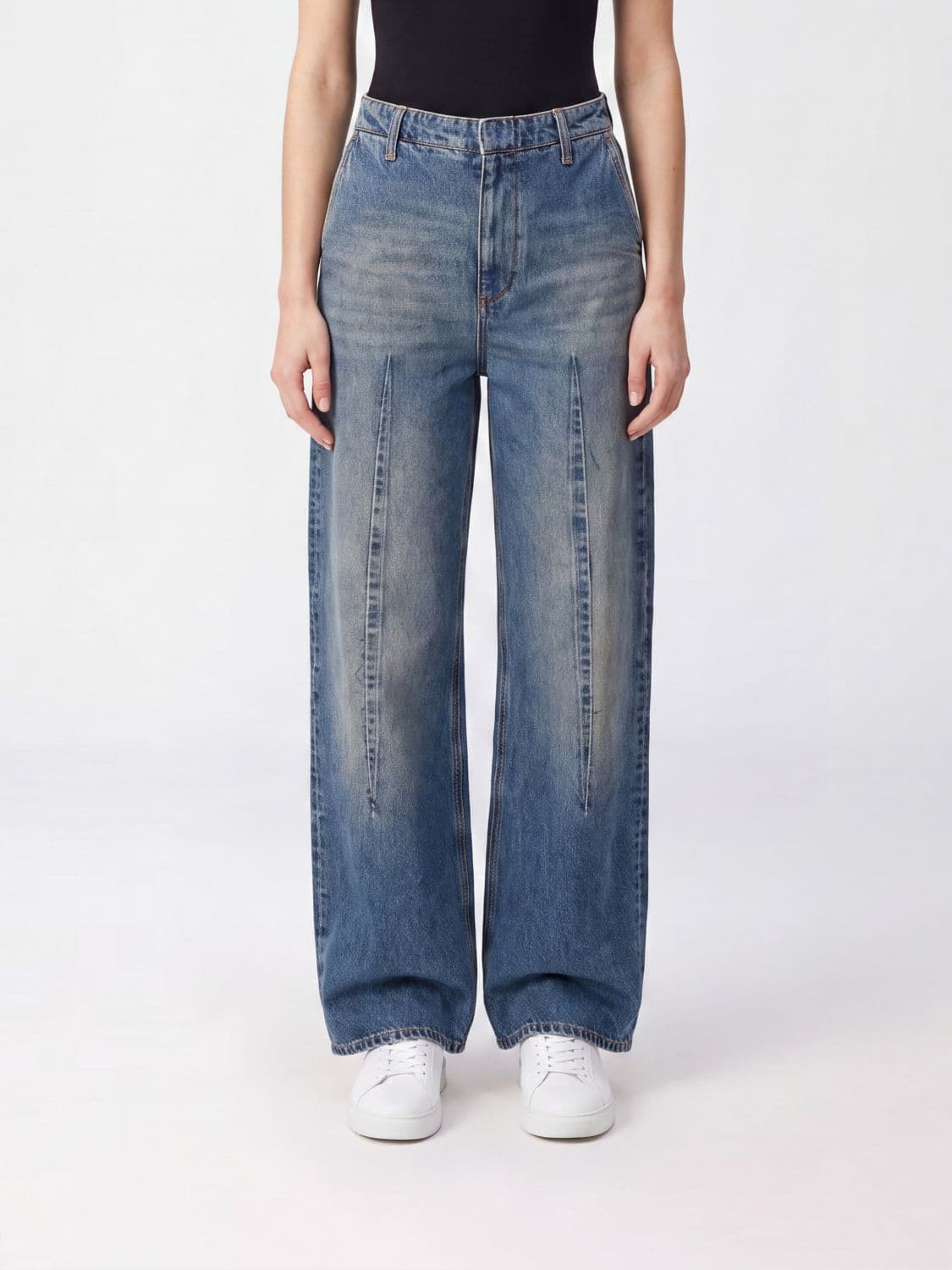 Mm6 Maison Margiela High-Waisted Wide-Leg Cotton Denim Jeans