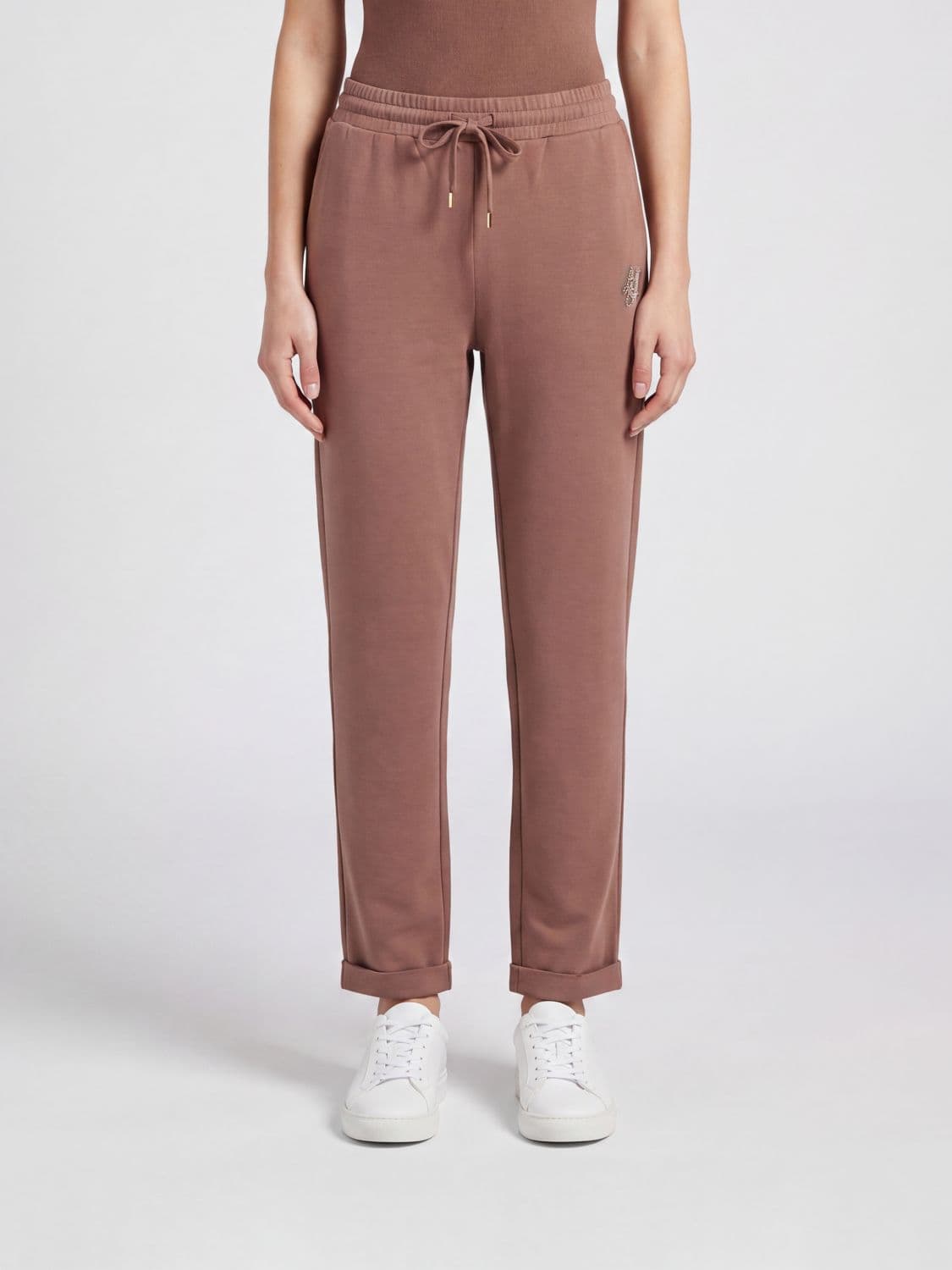 Liu Jo Jersey Jogging Bottoms with Rhinestone Logo and Elastic Waist