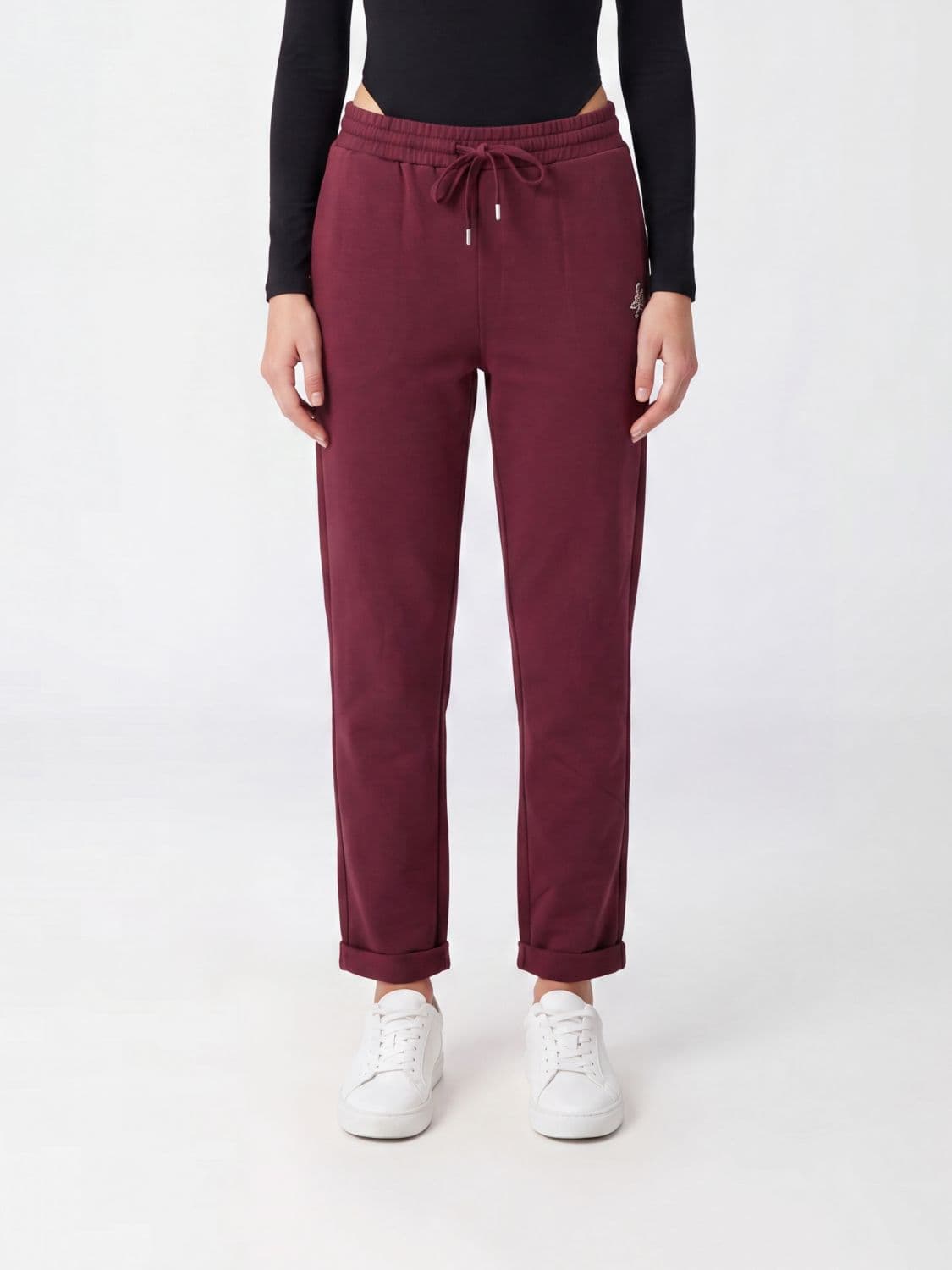 Liu Jo Jersey Jogging Bottoms with Rhinestone Logo and Elastic Waist