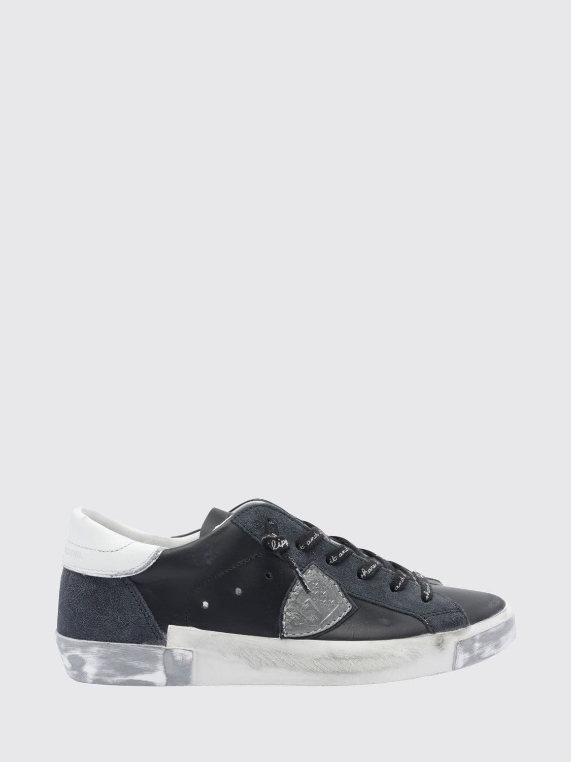 Philippe Model Prsx Bicolour Low-Top Calfskin Trainers with Shield Logo