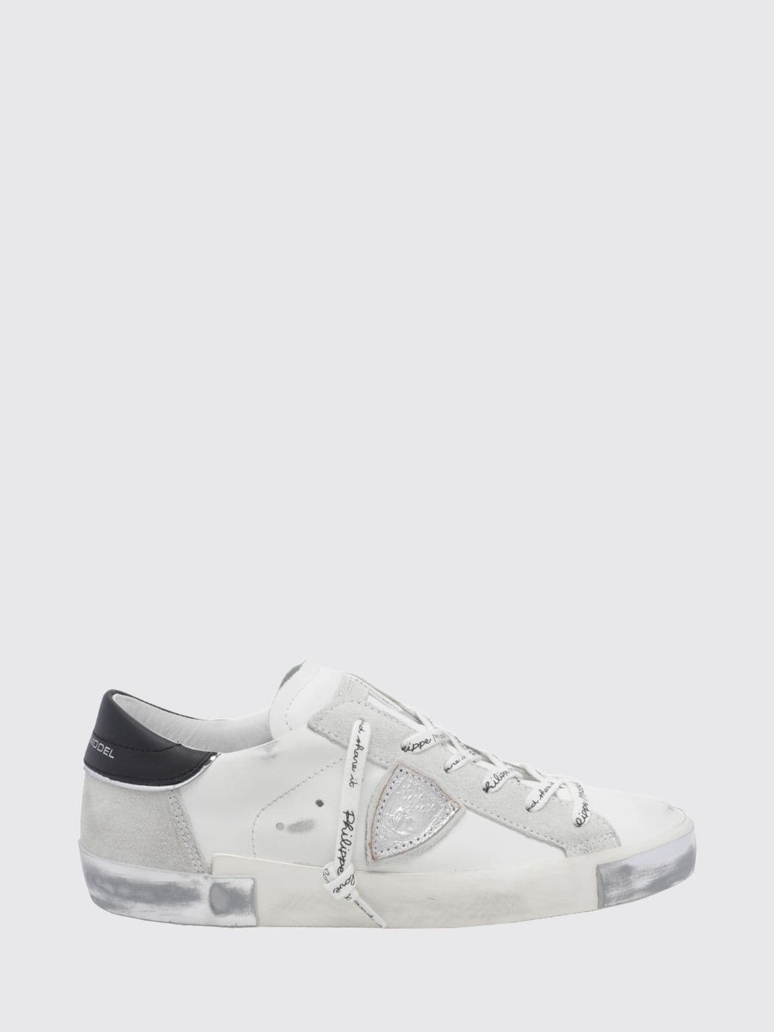 Philippe Model Prsx Bicolour Low-Top Calfskin Trainers with Shield Logo