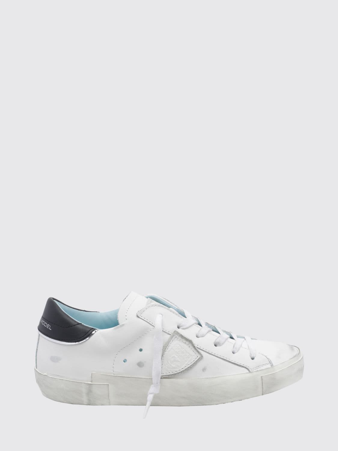 Philippe Model Prsx Bicolour Low-Top Calfskin Trainers with Shield Logo