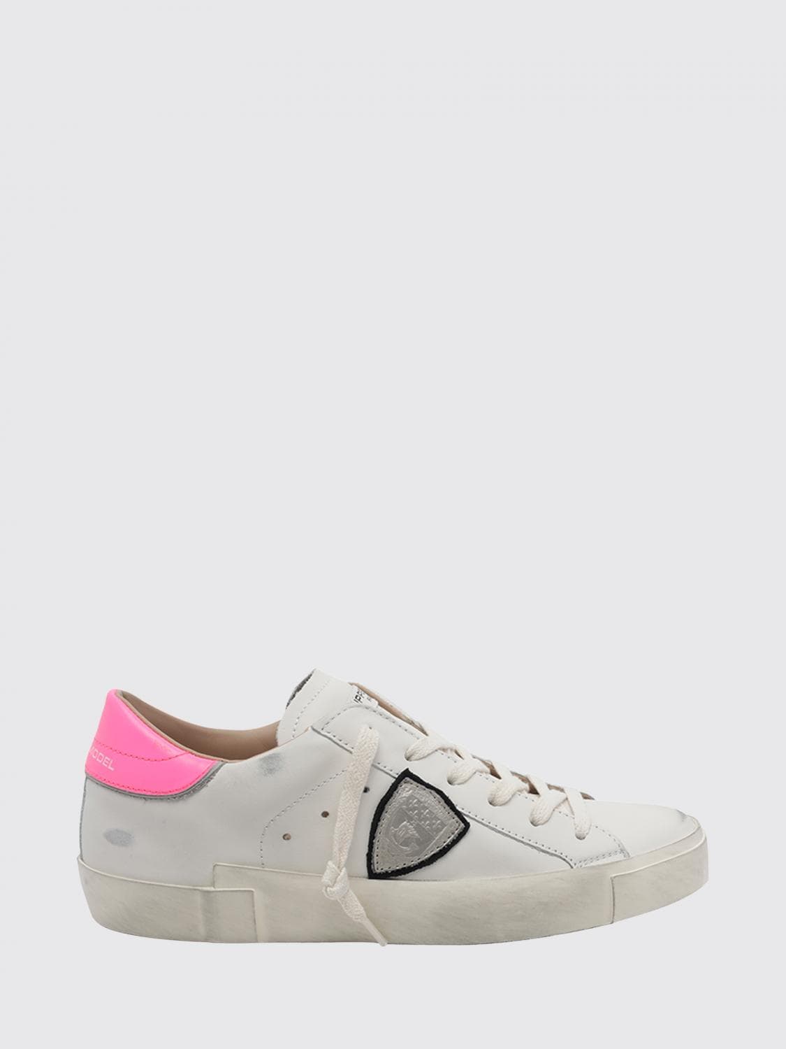 Philippe Model Prsx Bicolour Low-Top Calfskin Trainers with Shield Logo