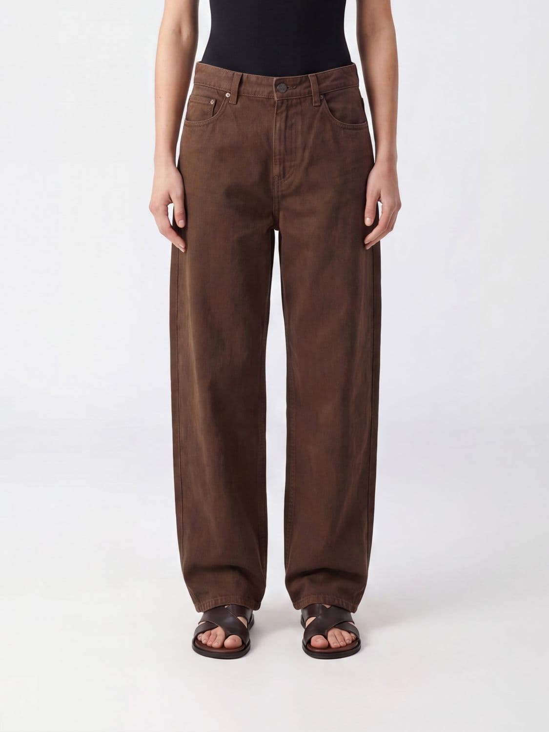 Pinko Estelle Mid-Rise Baggy Jeans in Cotton Denim