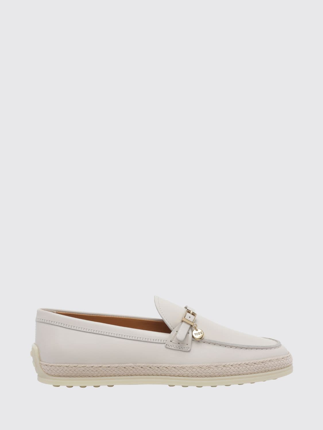 Tod's Smooth Leather Loafers with Pebbled Sole and Engraved Logo