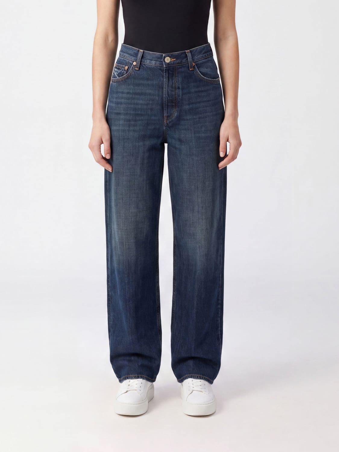 Dondup Dakota High-Waisted Wide-Leg Jeans in Cotton Denim