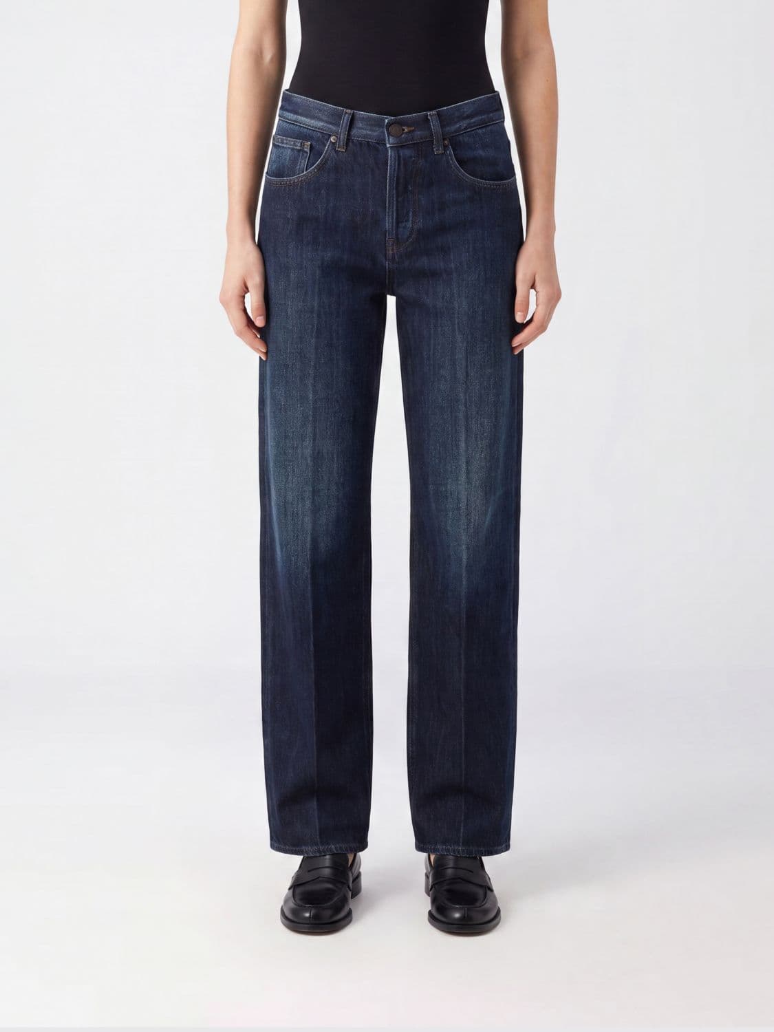 Dondup Jacklin Mid-Rise Wide Leg Jeans in Cotton Denim