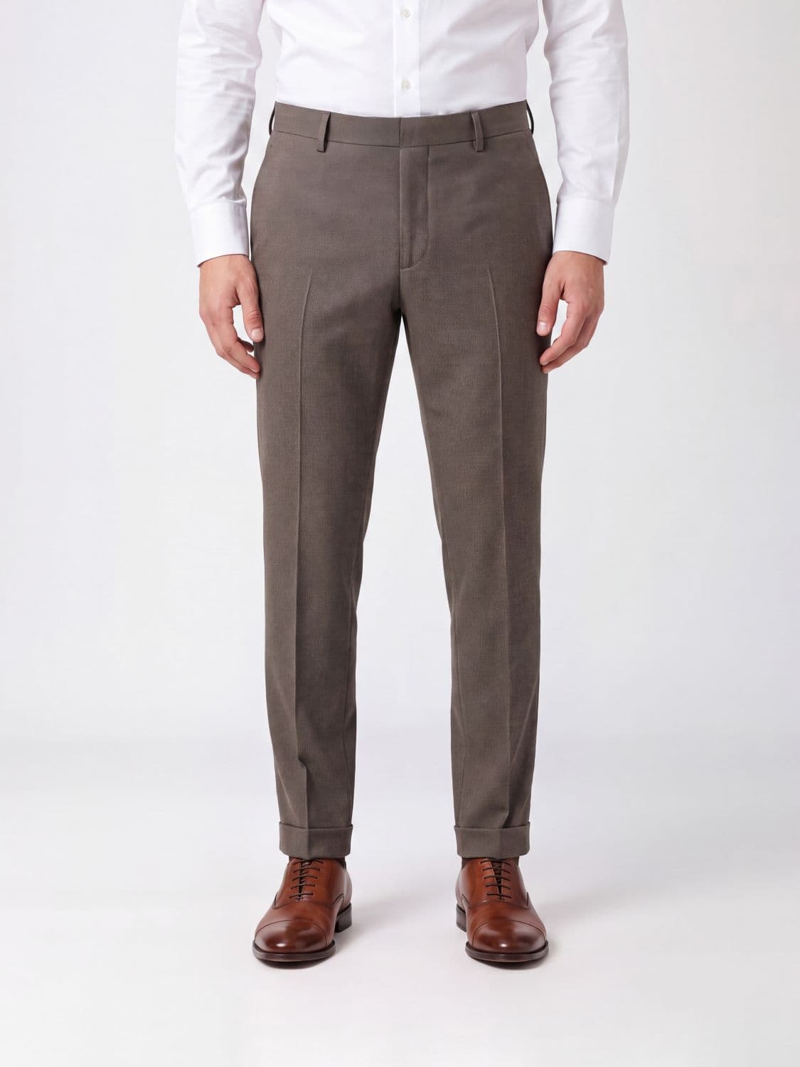 Dondup Gaubert Slim Fit Stretch Cotton Chino Trousers in Brown