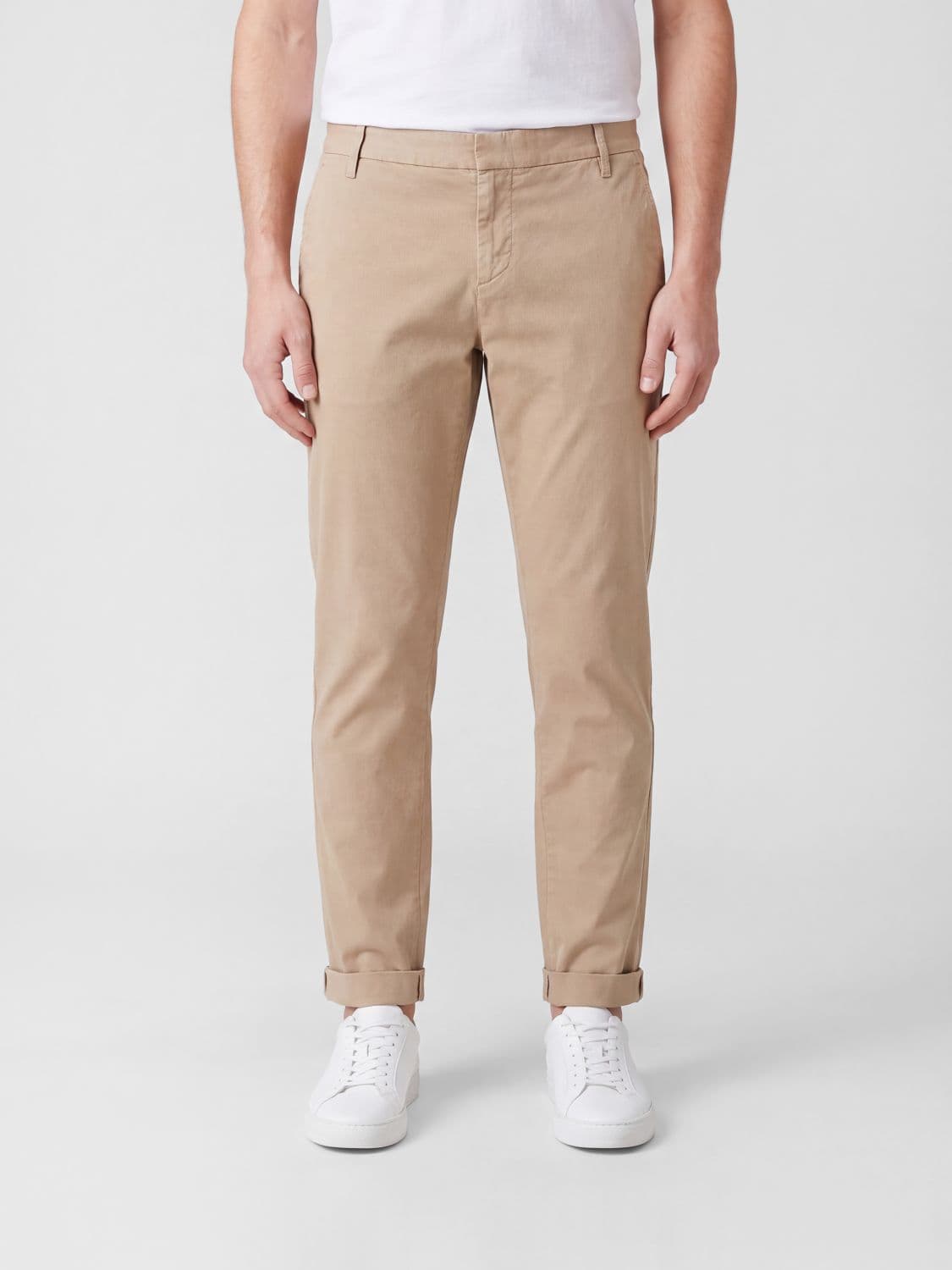 Dondup Gaubert Slim Fit Corduroy Chino Trousers with Turn-up Hem