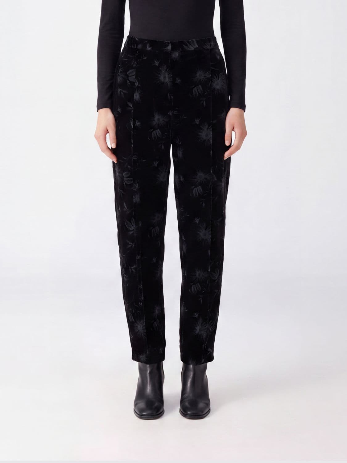 Pinko Floral Print Straight Trousers in Viscose Blend